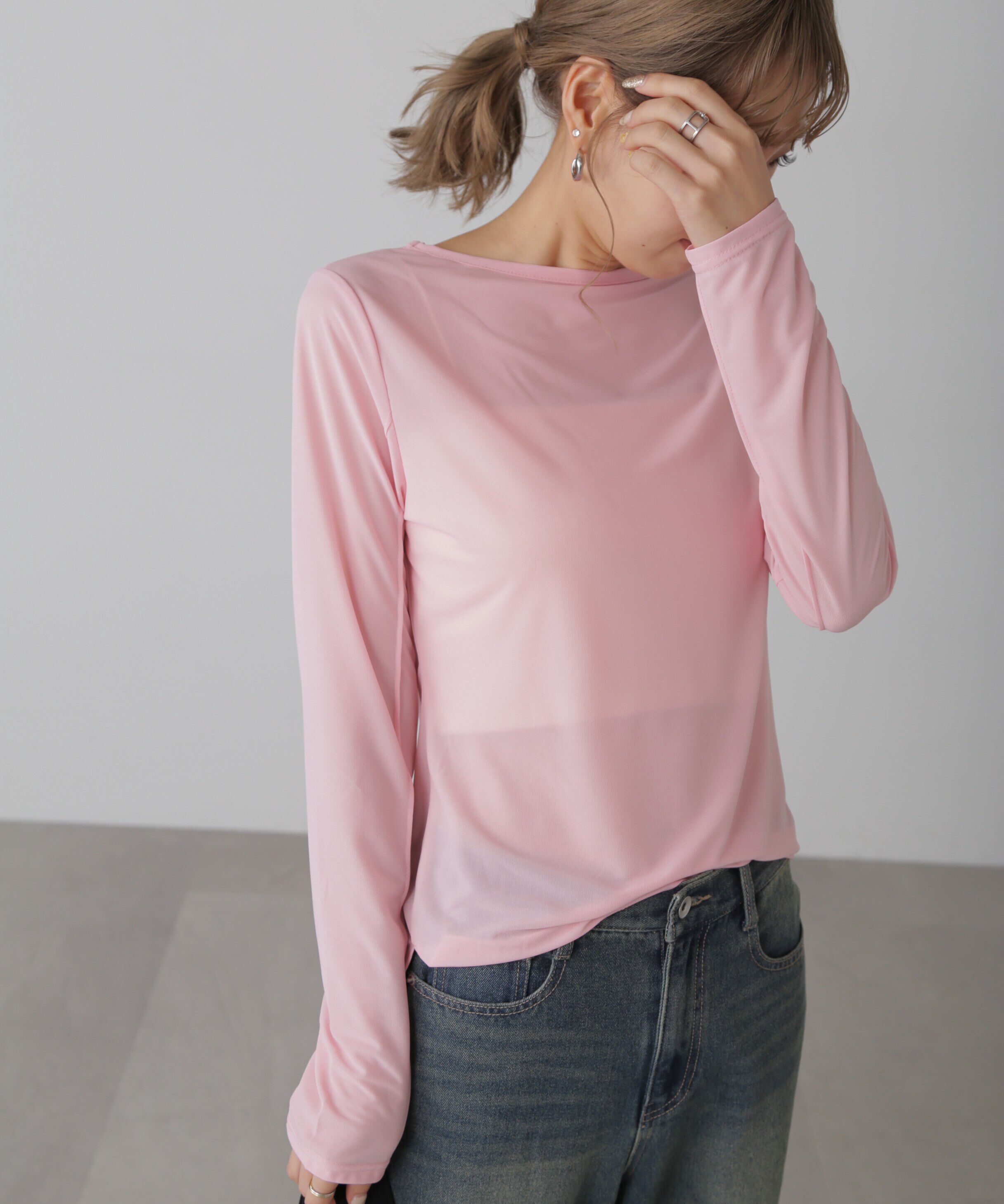  「シアークルーネックカットソー」|Tシャツ・カットソー|ピンク