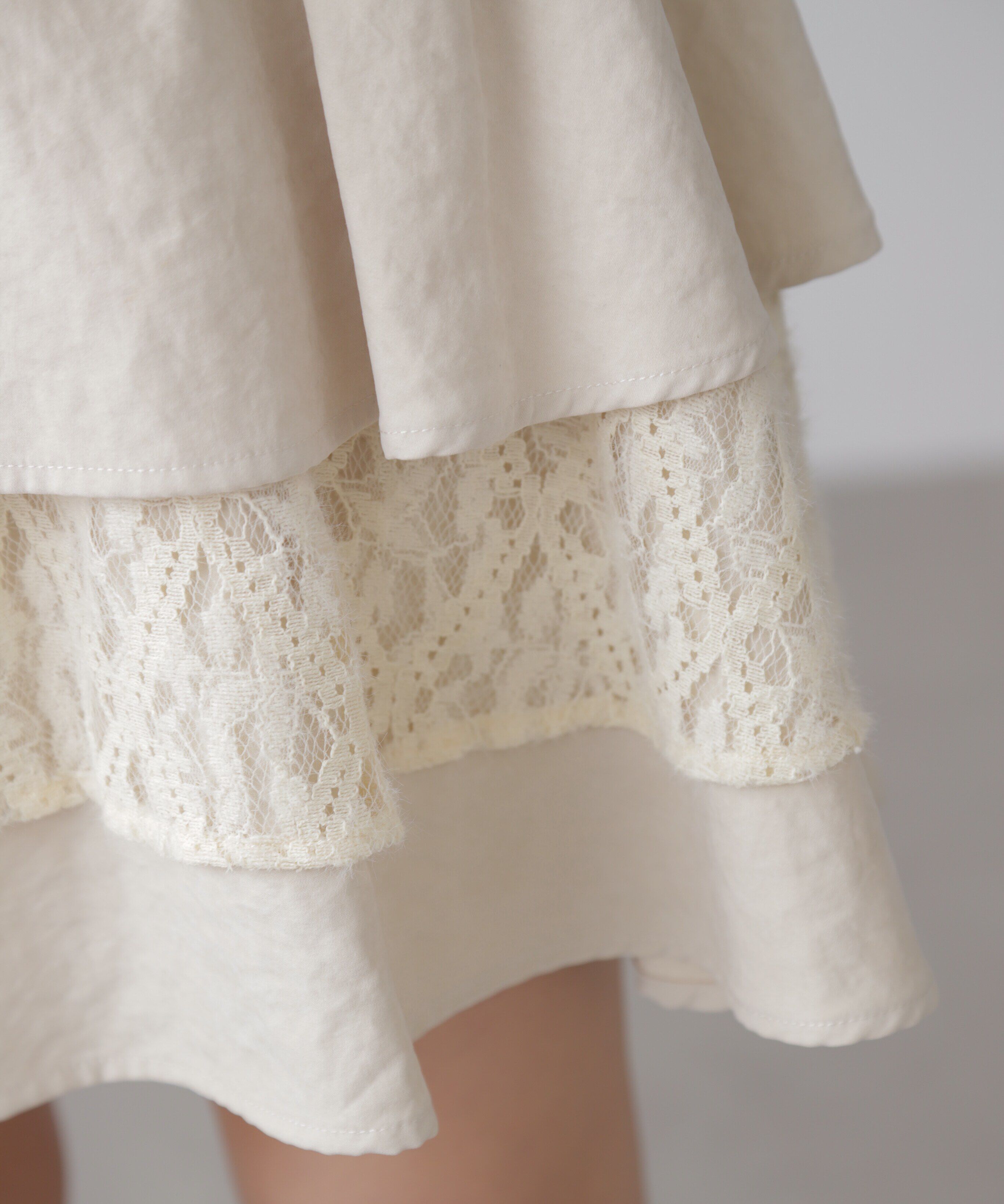  「起毛レースティアードミニスカート」|スカート|