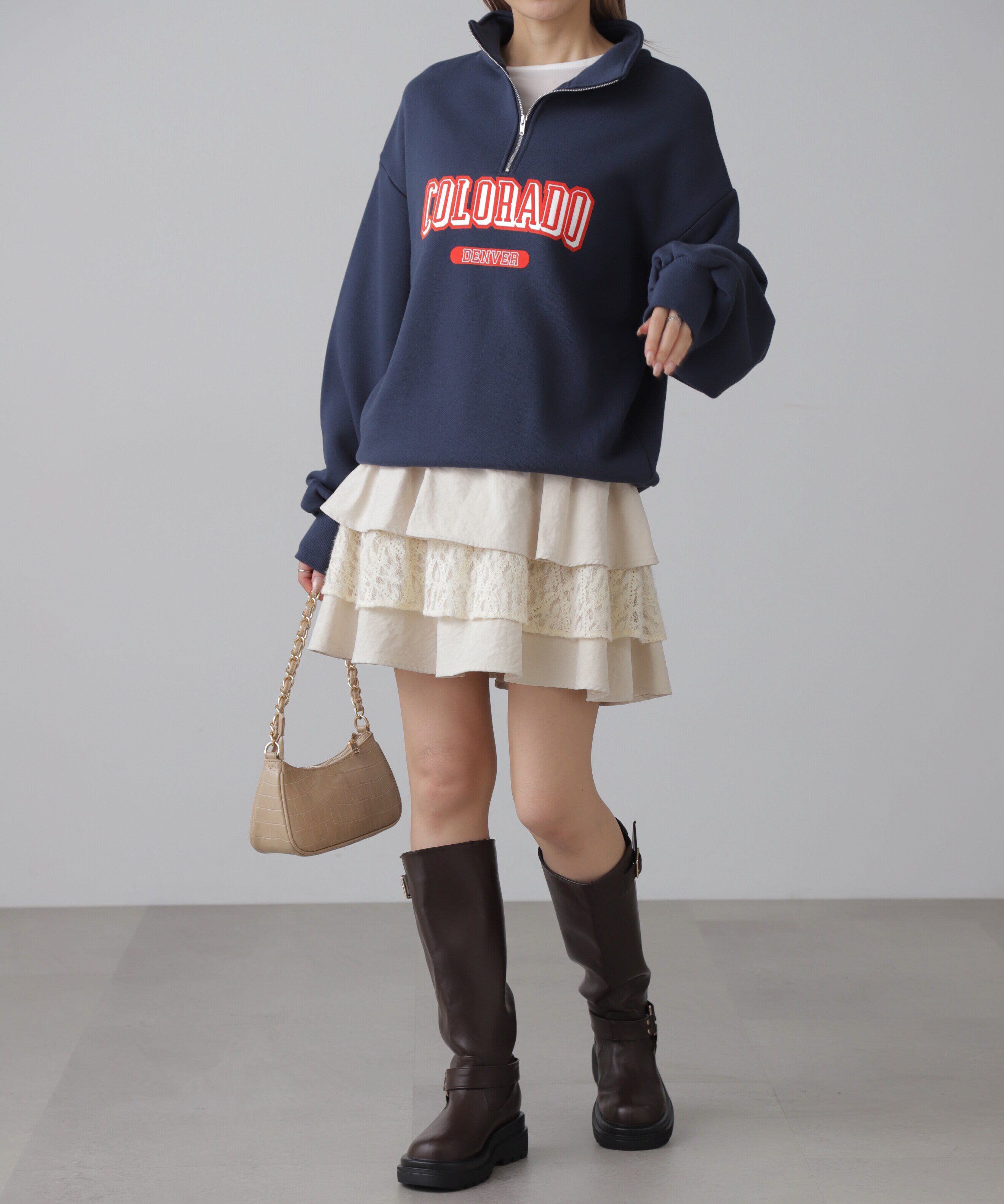  「起毛レースティアードミニスカート」|スカート|