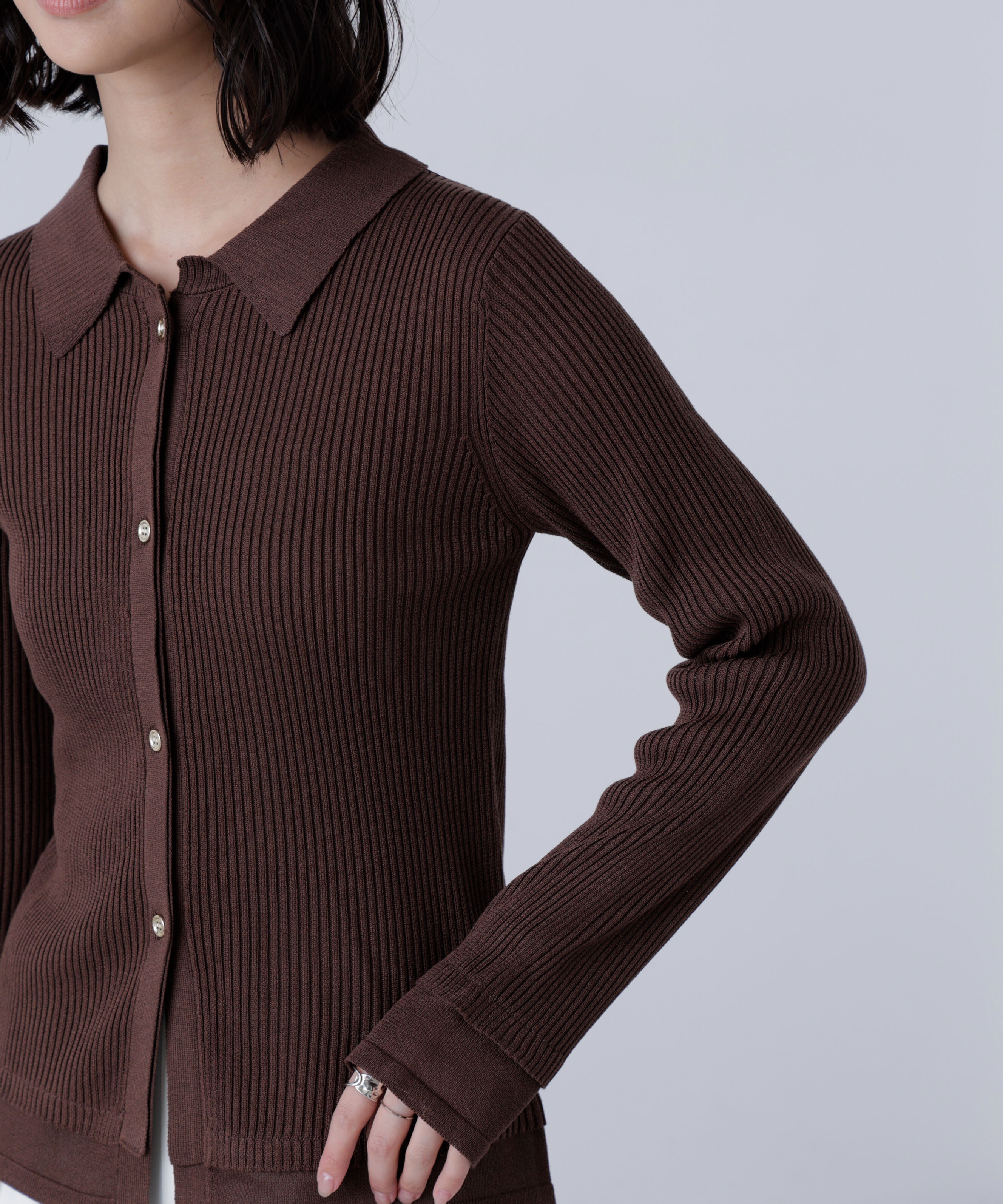  「金ボタン襟リブニット」|ニット・セーター|