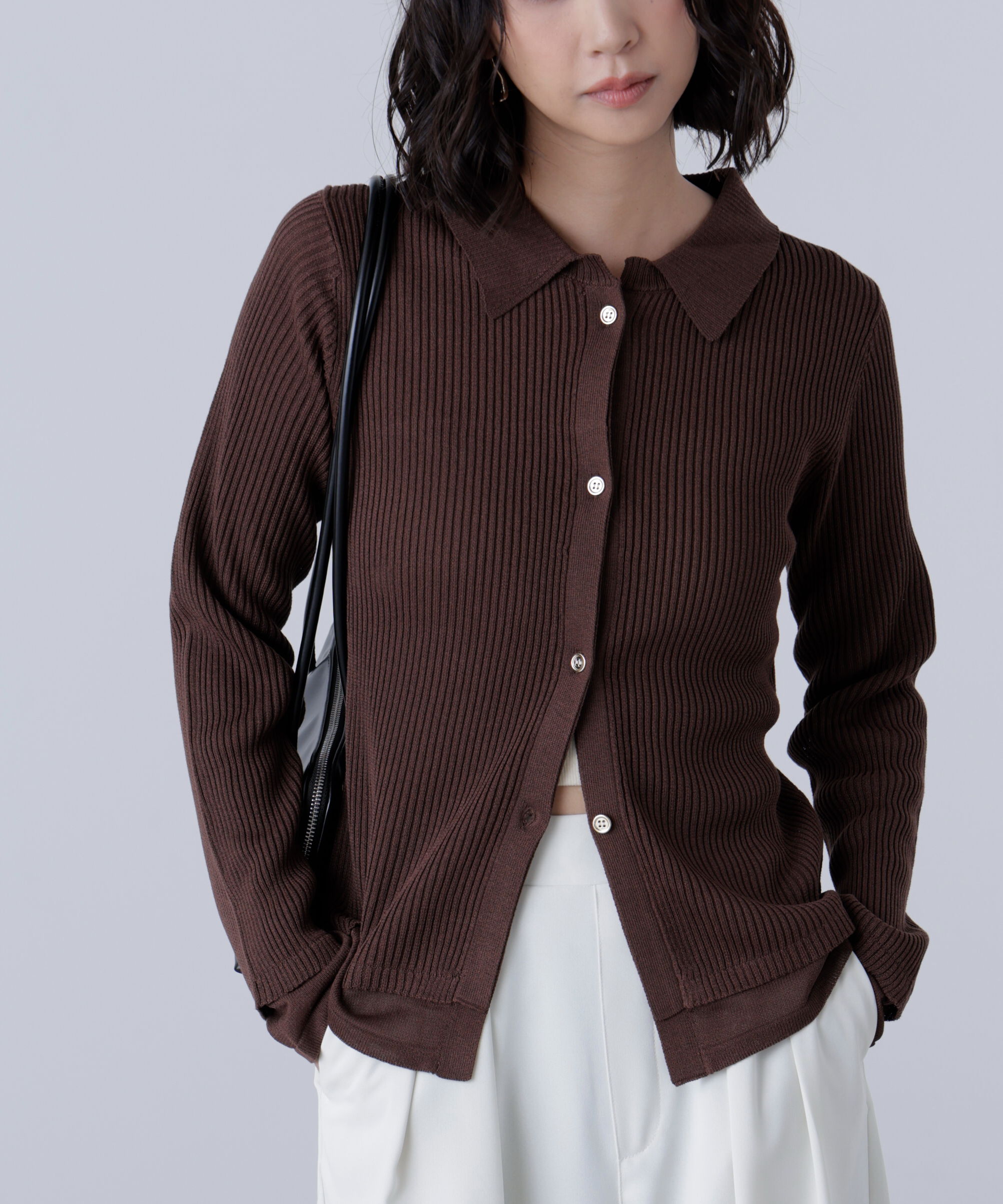  「金ボタン襟リブニット」|ニット・セーター|
