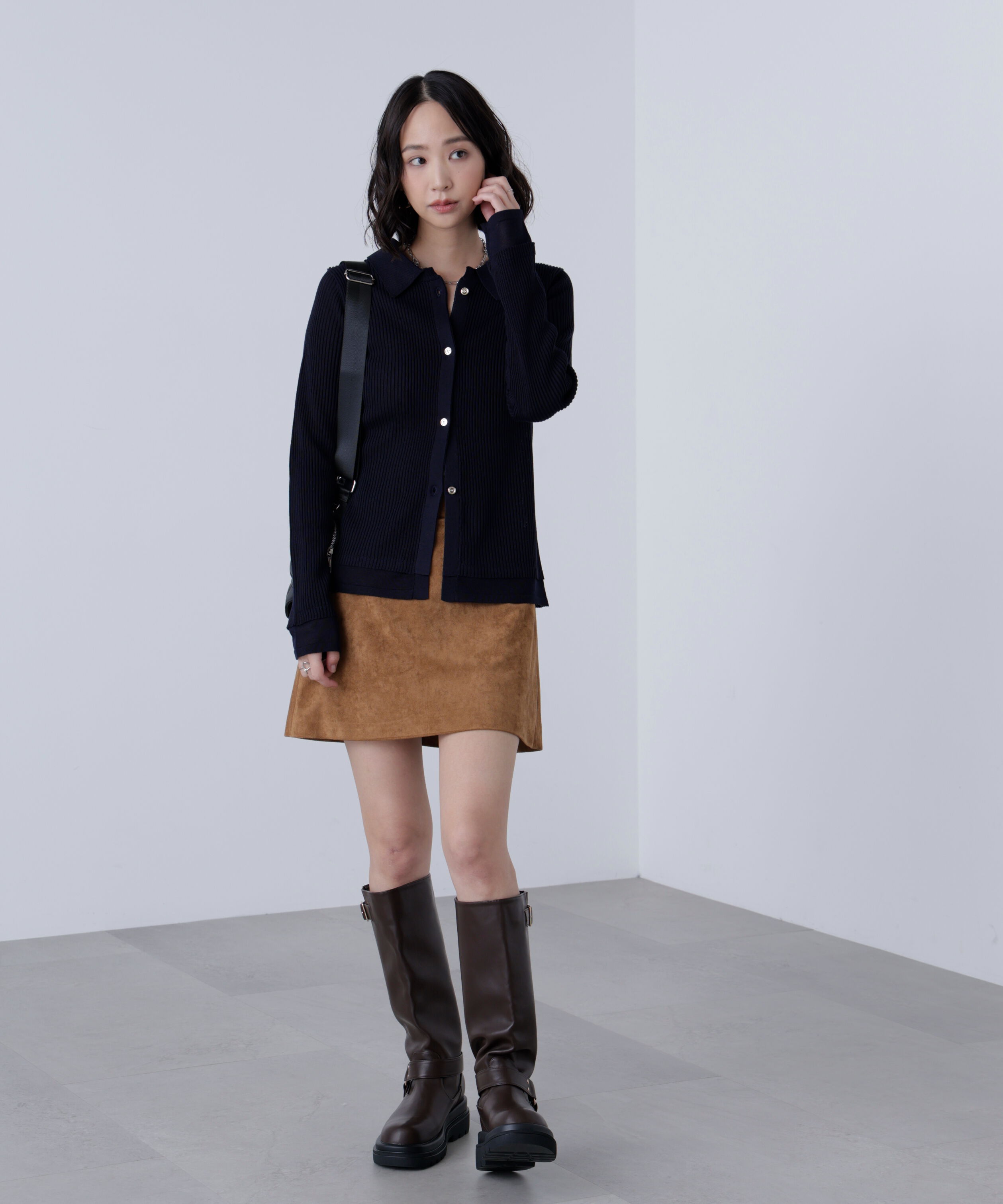  「金ボタン襟リブニット」|ニット・セーター|