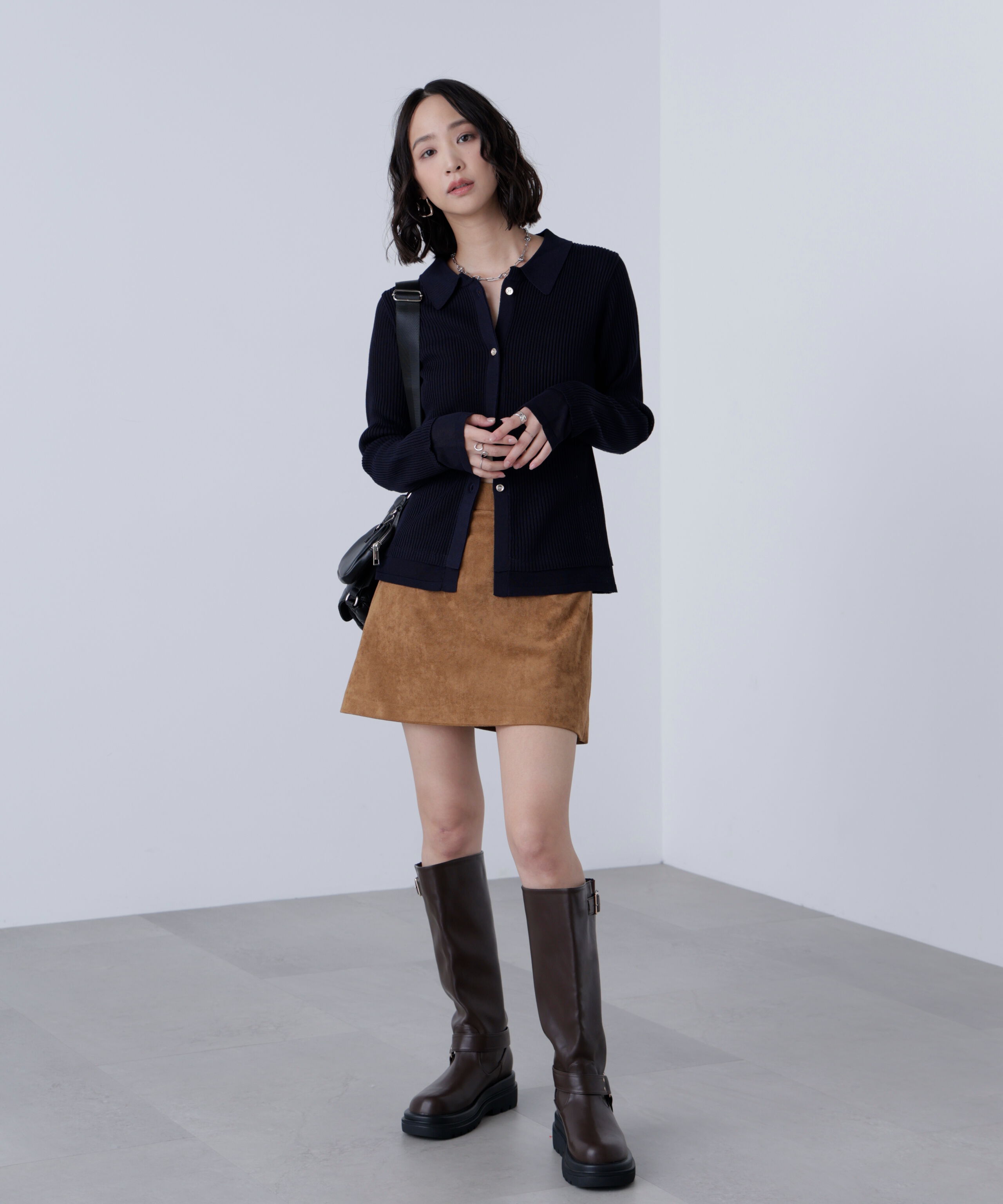  「金ボタン襟リブニット」|ニット・セーター|