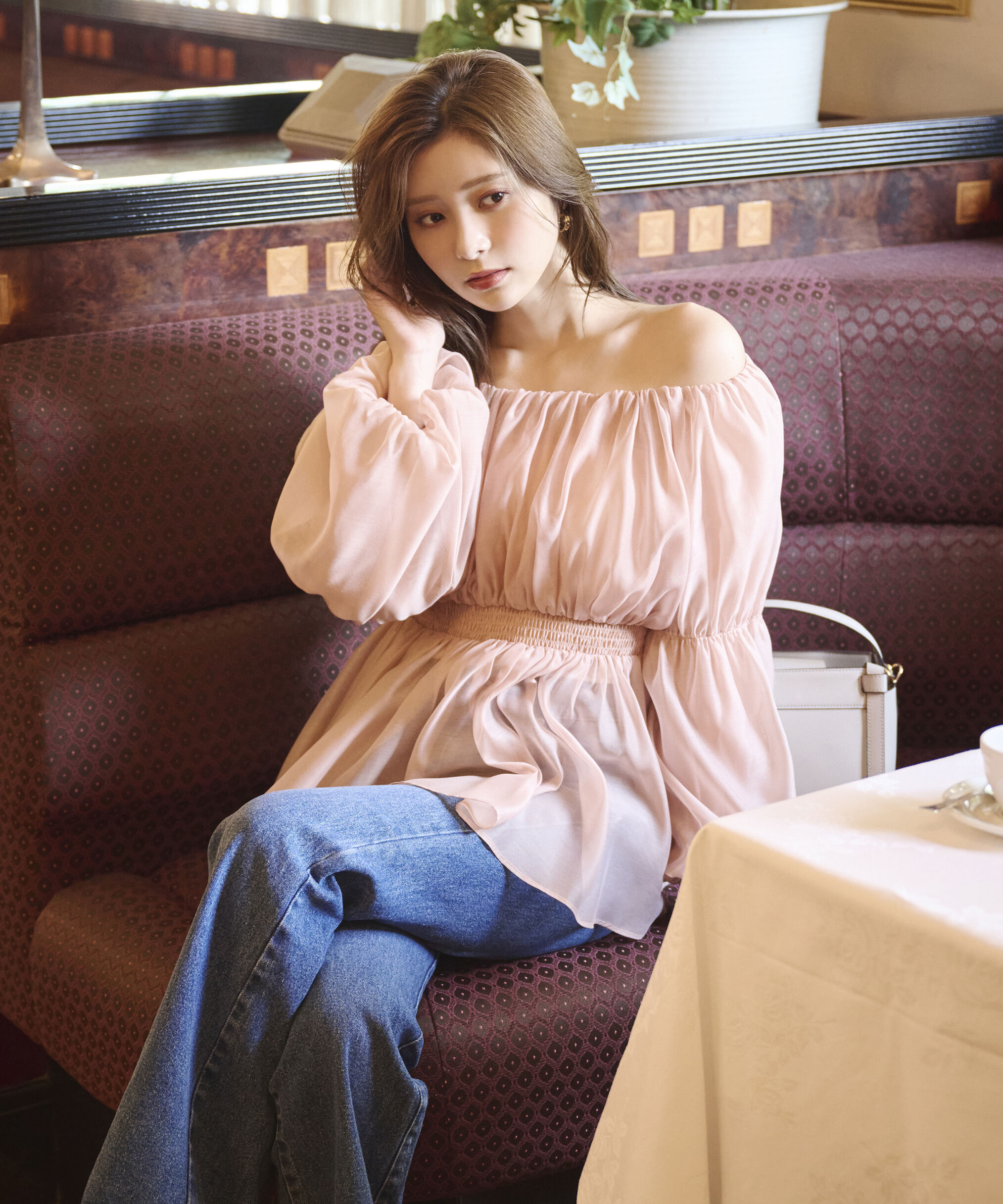 PROPORTION BODY DRESSING「＜ウォッシャブル＞バルーンスリーブオフショルブラウス 25AW」|シャツ・ブラウス|ベージュ