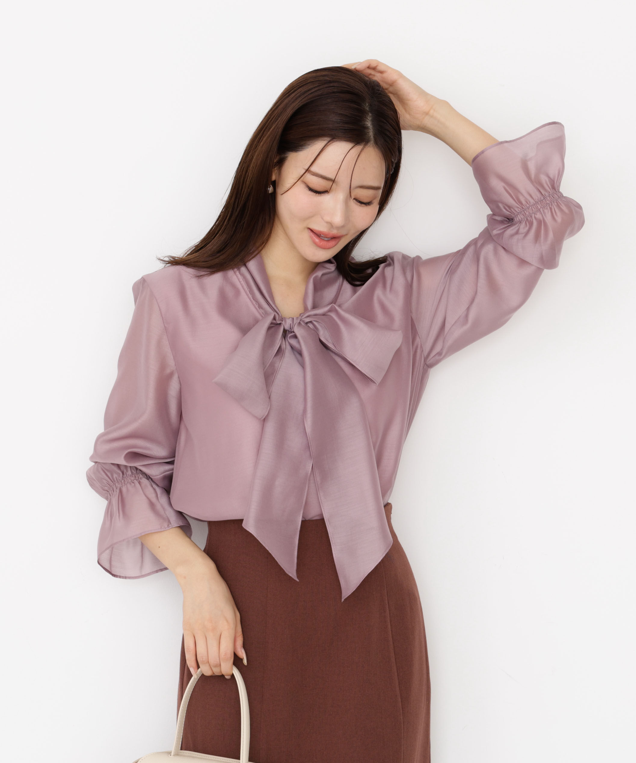 PROPORTION BODY DRESSING「＜ウォッシャブル＞シアーボウタイブラウス 25AW」|シャツ・ブラウス|