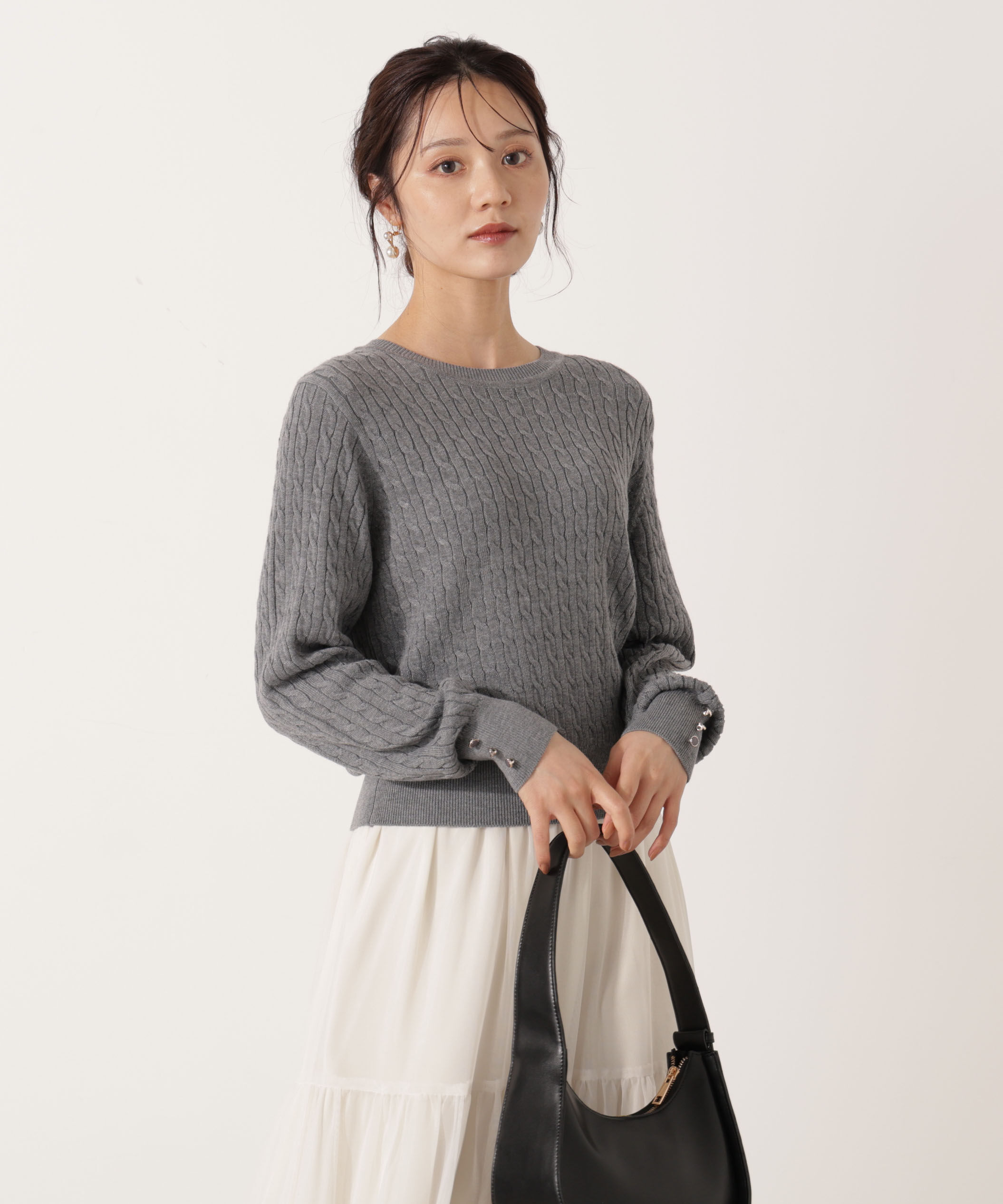 PROPORTION BODY DRESSING「＜ハンドウォッシャブル＞袖釦ミニケーブルニット」|ニット・セーター|