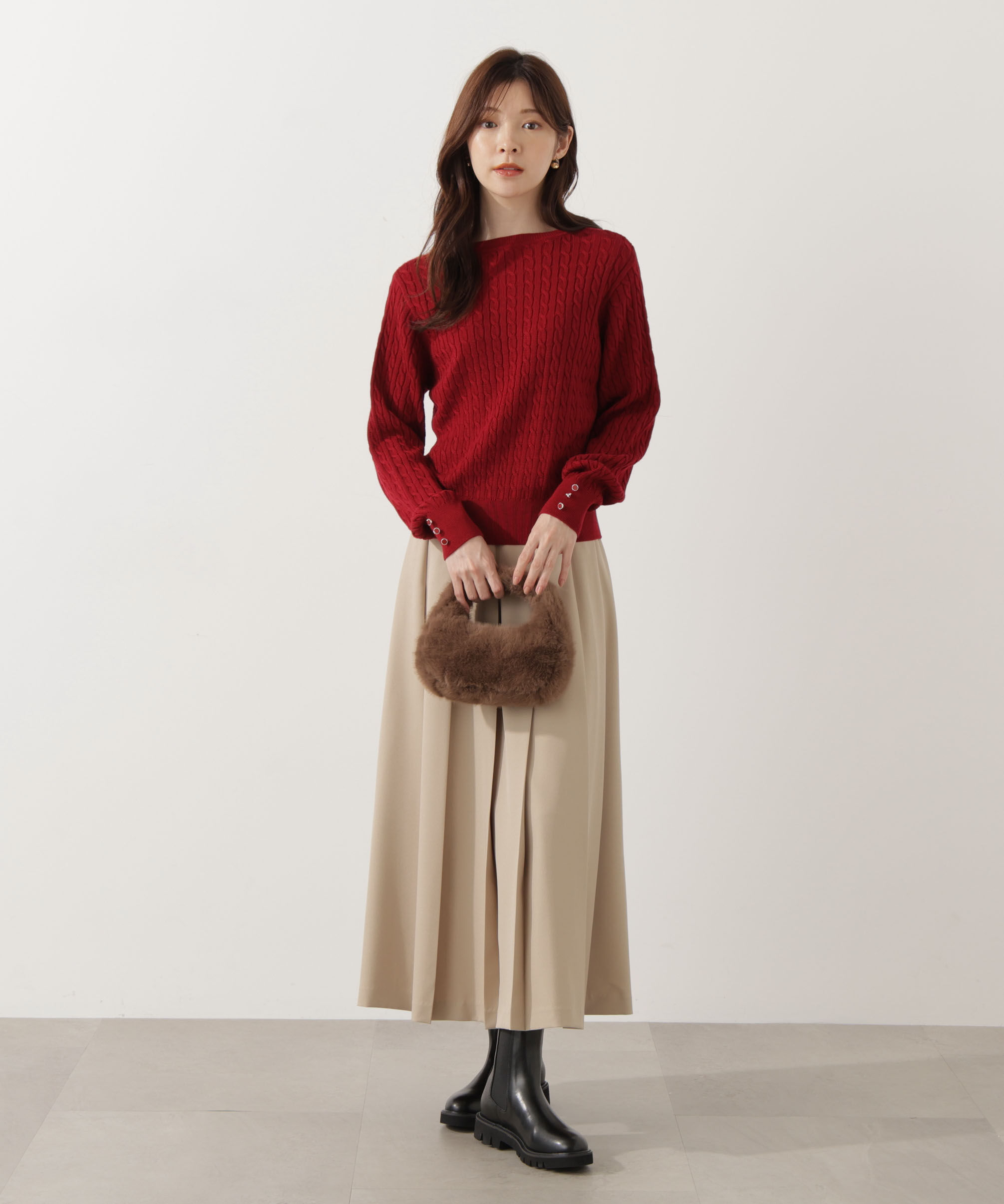 PROPORTION BODY DRESSING「＜ハンドウォッシャブル＞袖釦ミニケーブルニット」|ニット・セーター|