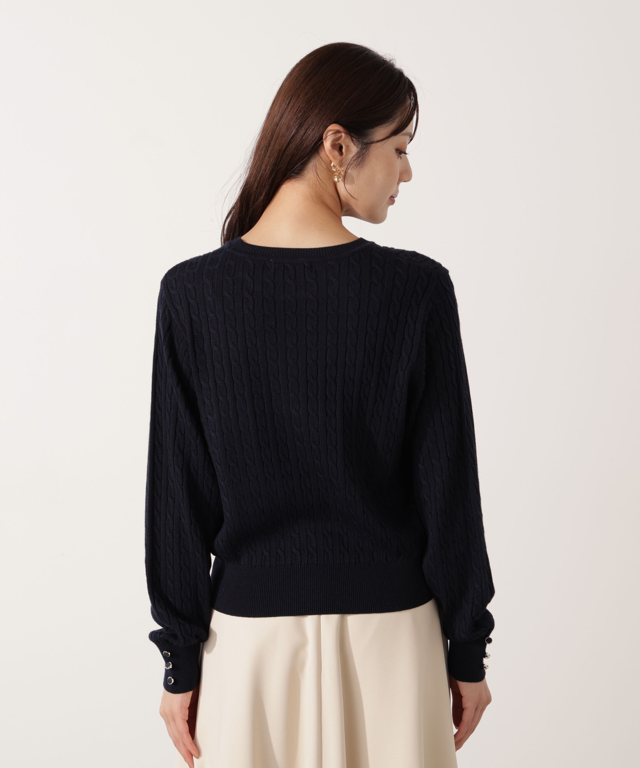 PROPORTION BODY DRESSING「＜ハンドウォッシャブル＞袖釦ミニケーブルニット」|ニット・セーター|