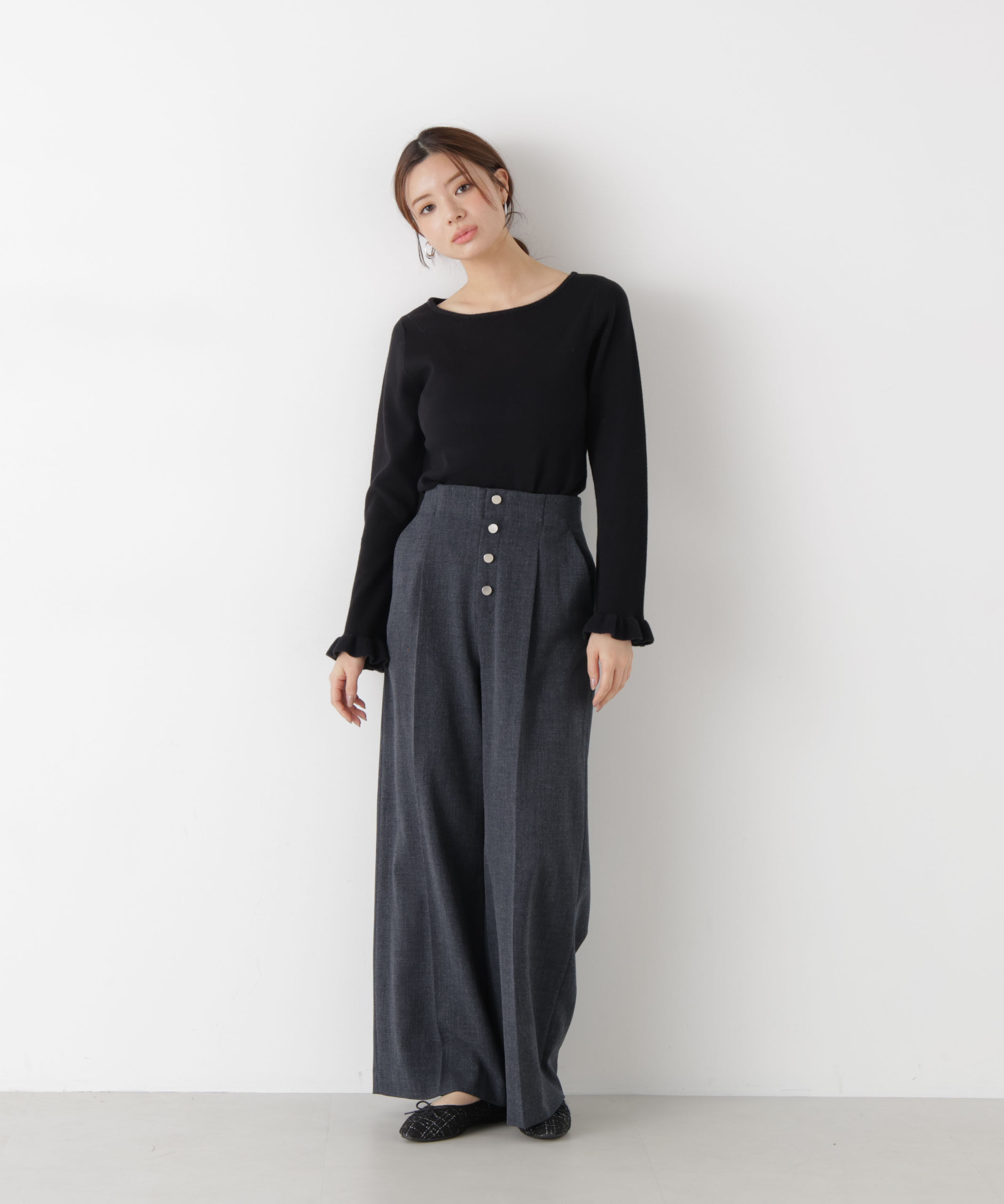 PROPORTION BODY DRESSING「フロント釦2wayワイドパンツ 25AW」|その他|チャコール2
