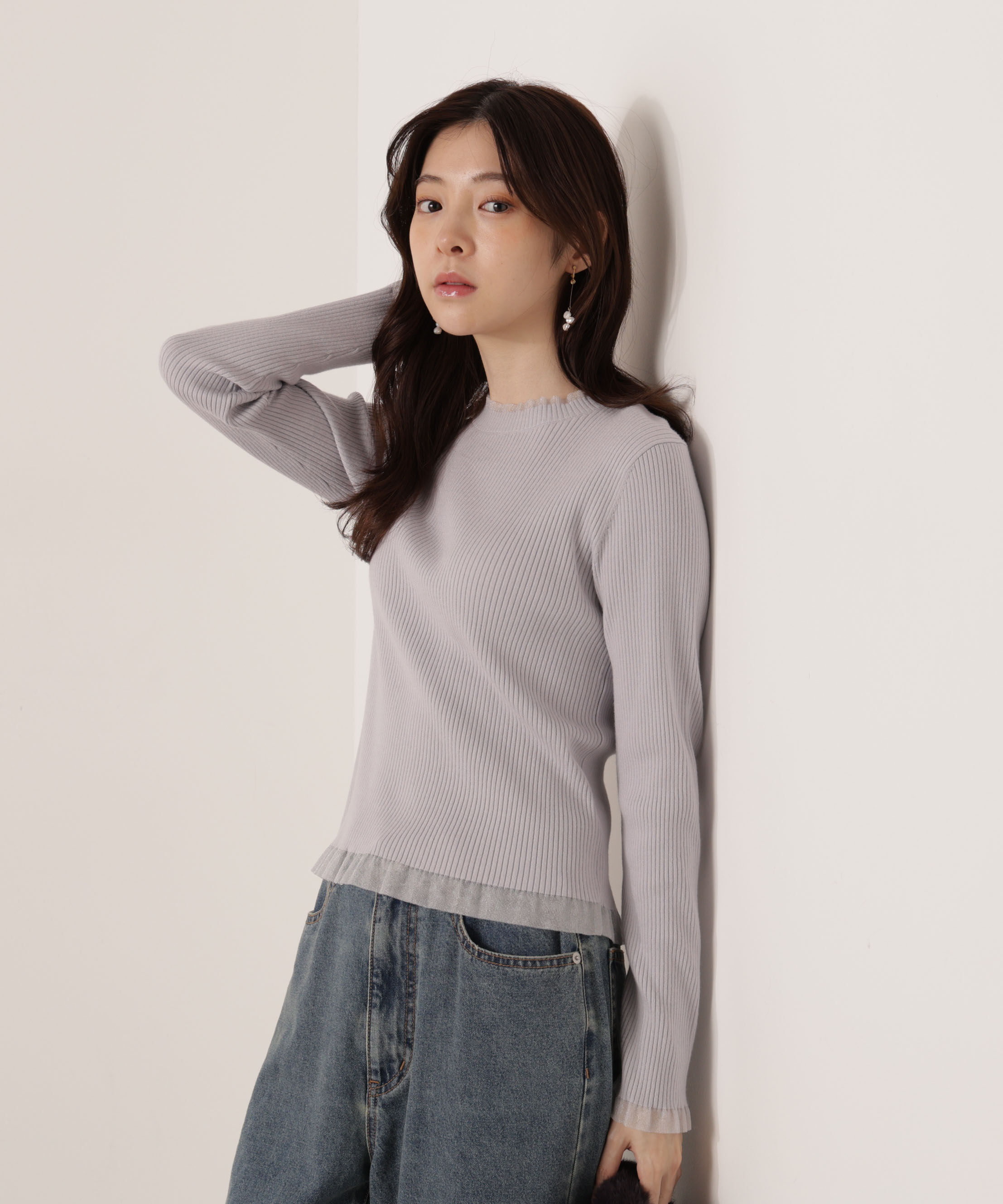 PROPORTION BODY DRESSING「部分シアーリブニット 25AW 」|ニット・セーター|