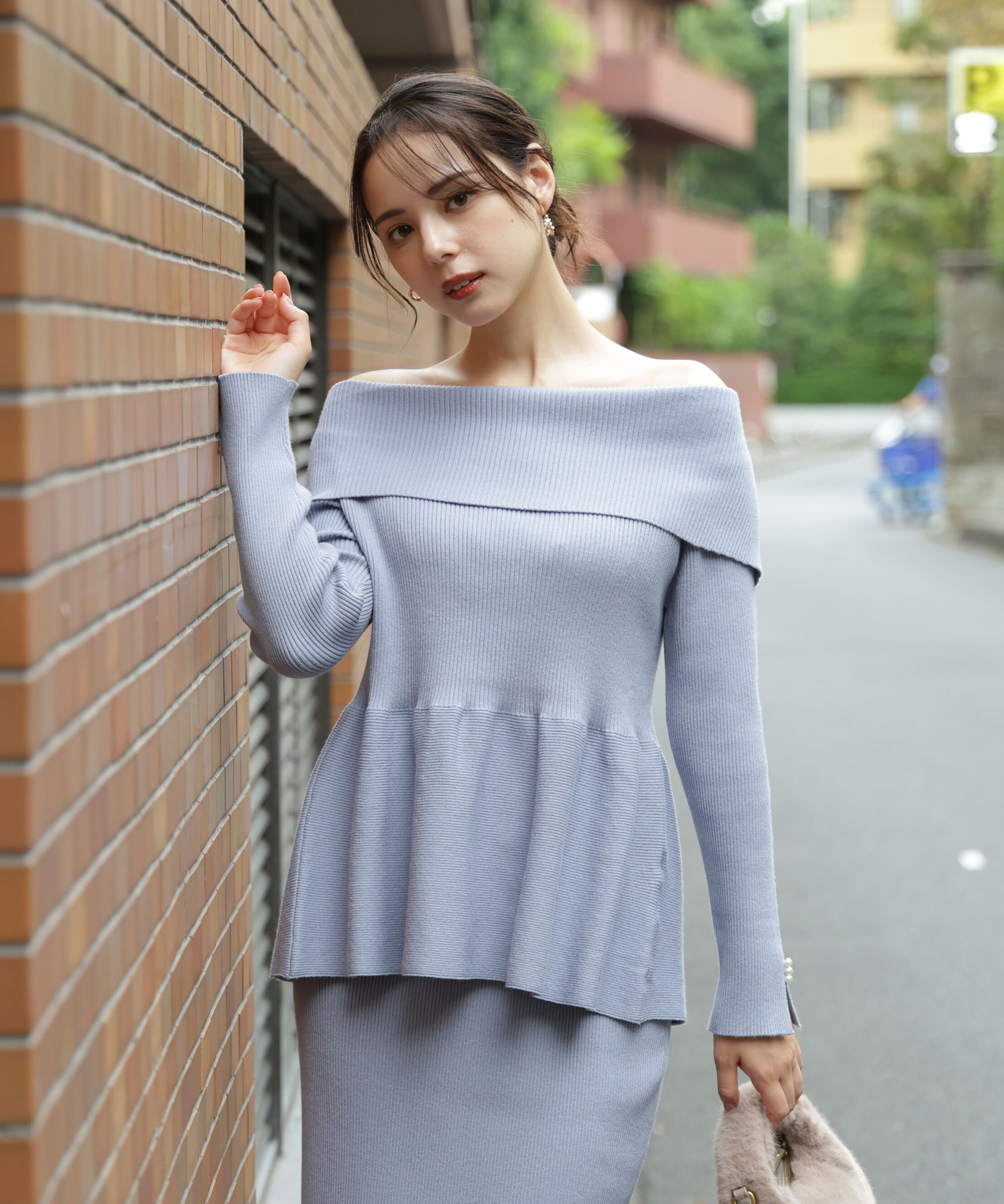 PROPORTION BODY DRESSING「オフショルペプラムニットセット　25AW」|ワンピース|