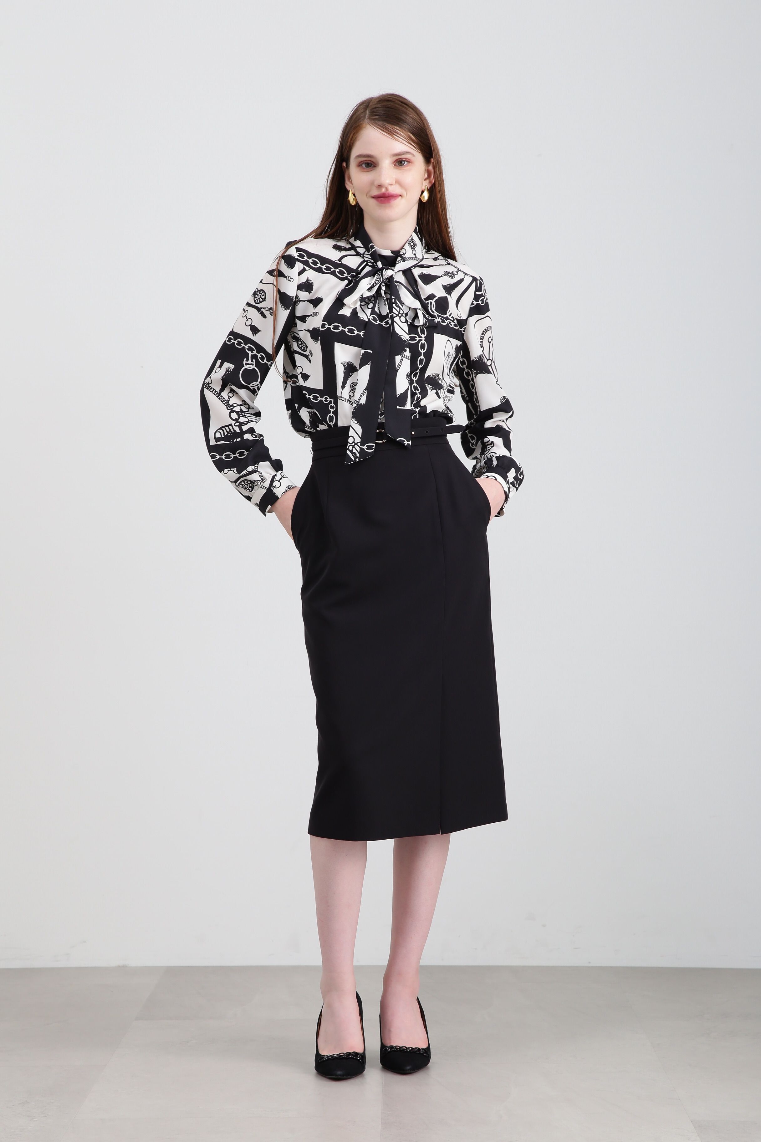  「◆コントラストプリントブラウス」|シャツ・ブラウス|