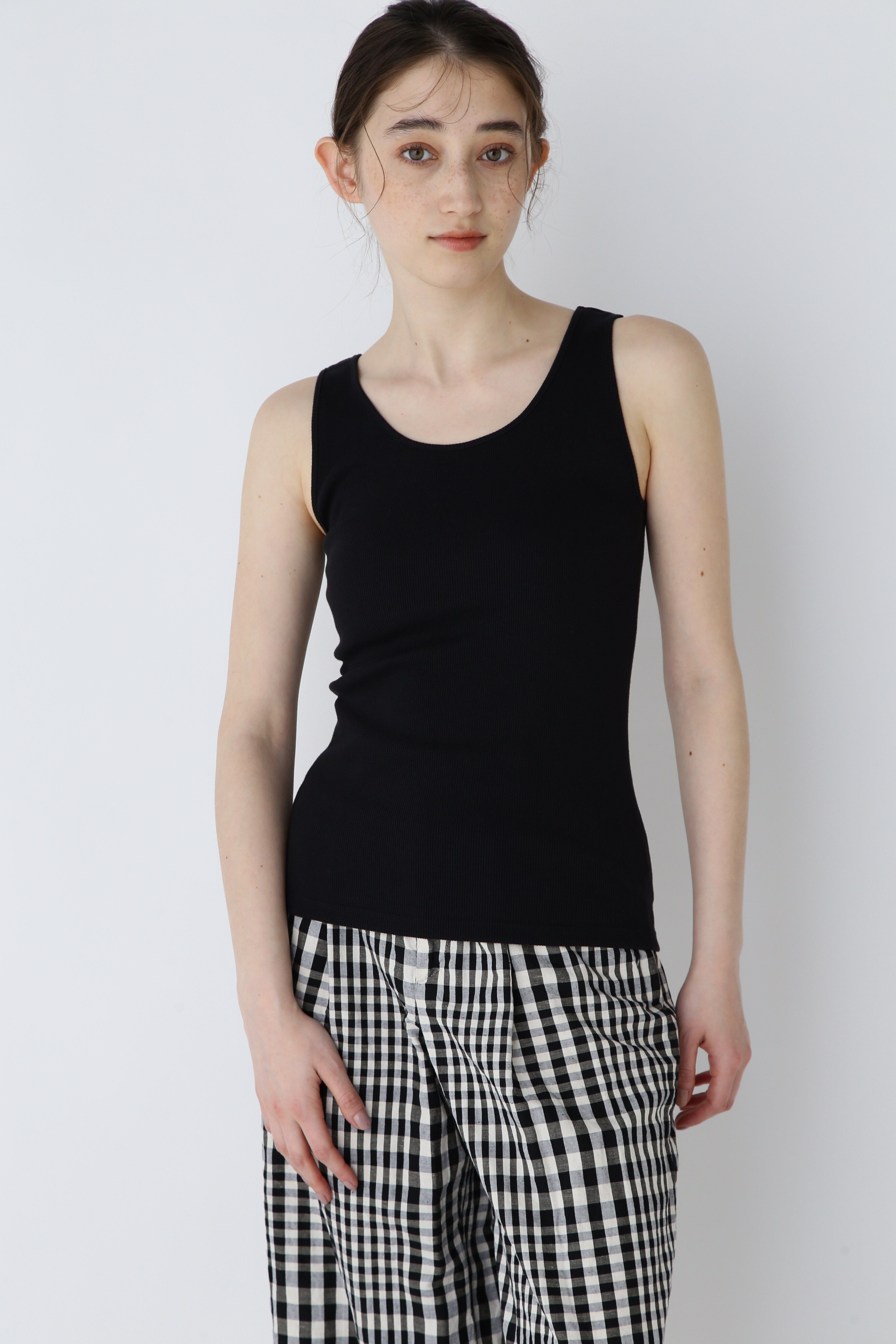  「オーガニック丸胴タンクトップ」|Tシャツ・カットソー|チャコール1