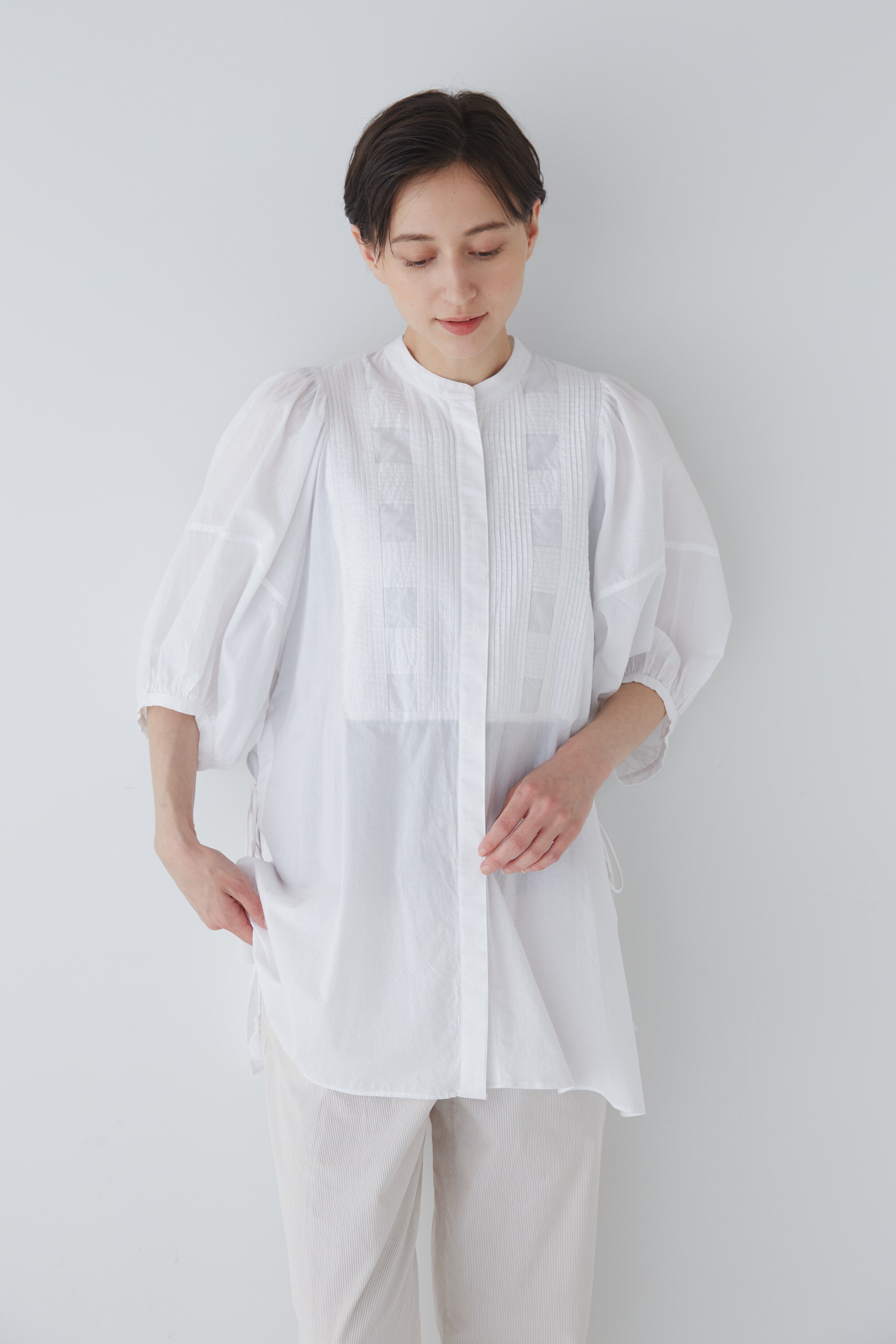  「◆フロントピンタックロングブラウス」|シャツ・ブラウス|