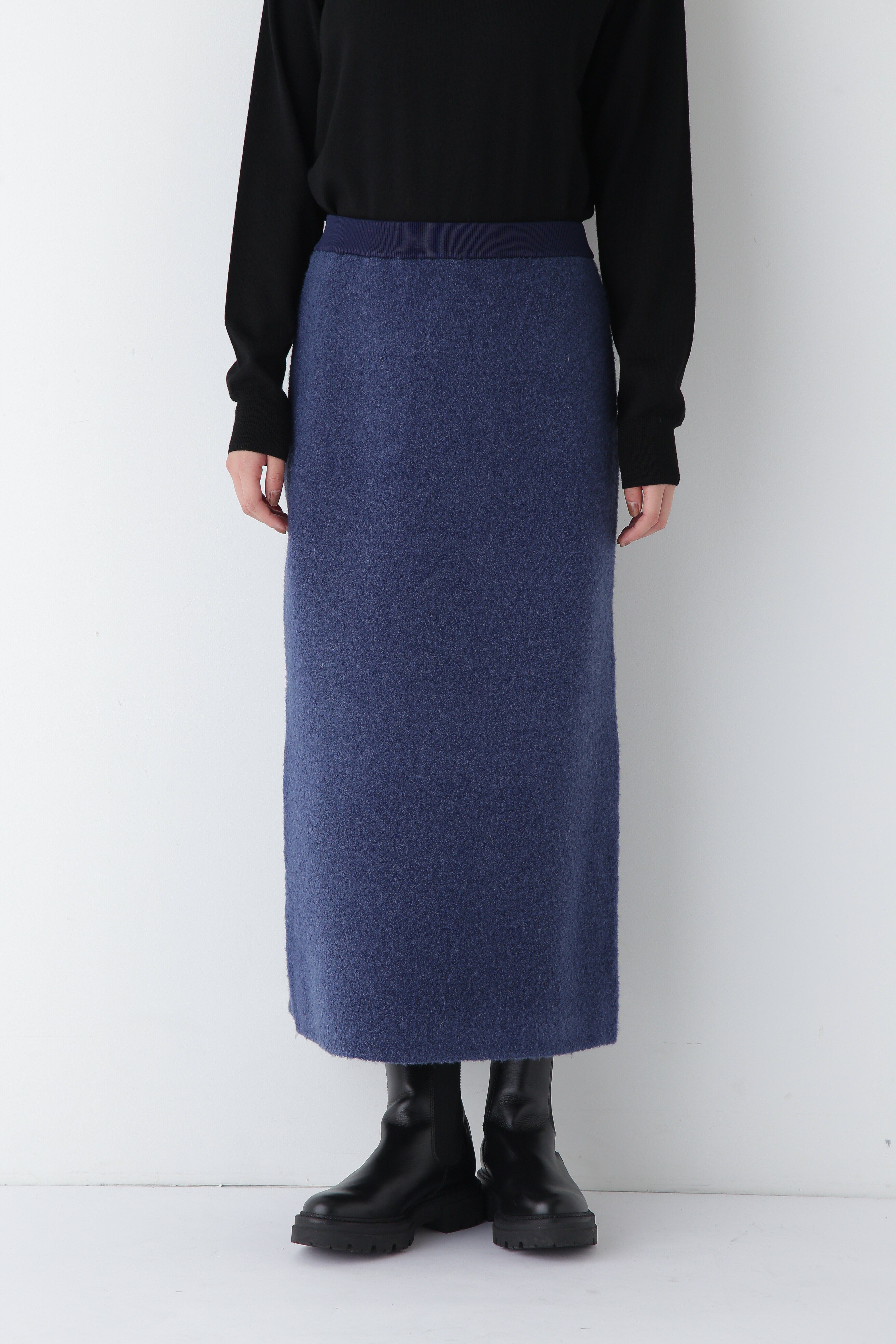  「◆接結ブークレＡラインスカート」|スカート|ネイビー