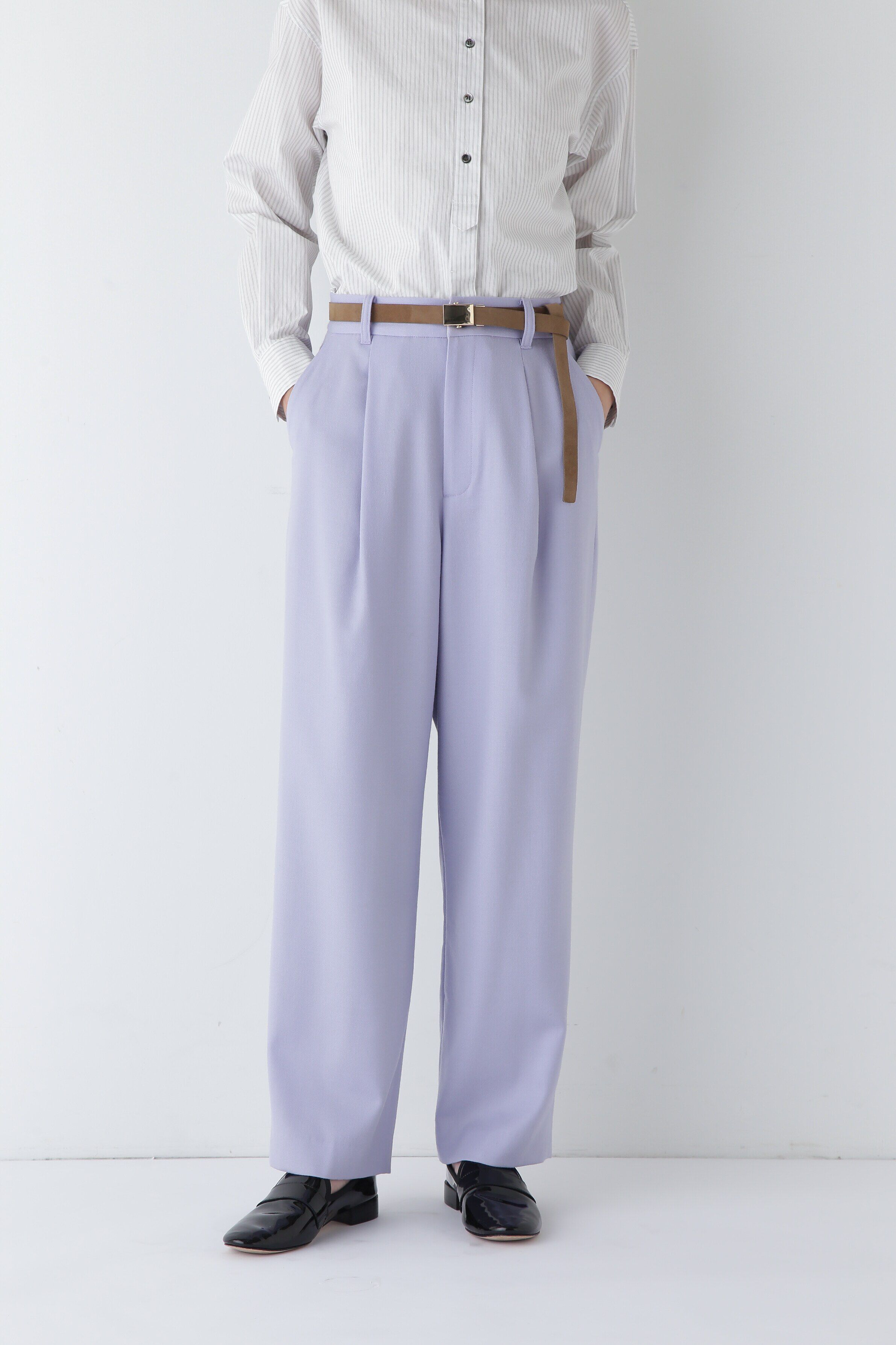  「◆ウールフラノワイドテーパードパンツ」|その他|ラベンダー