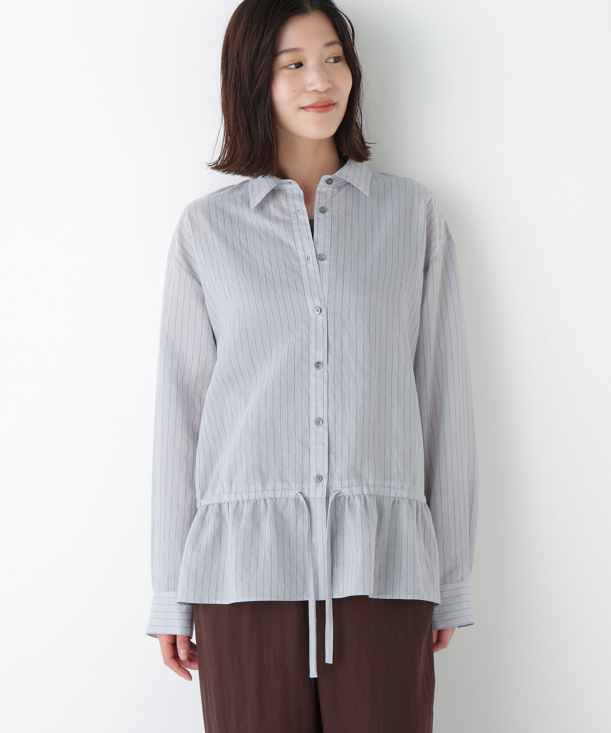  「◆シアストライプブラウス」|シャツ・ブラウス|ライトブルー 3