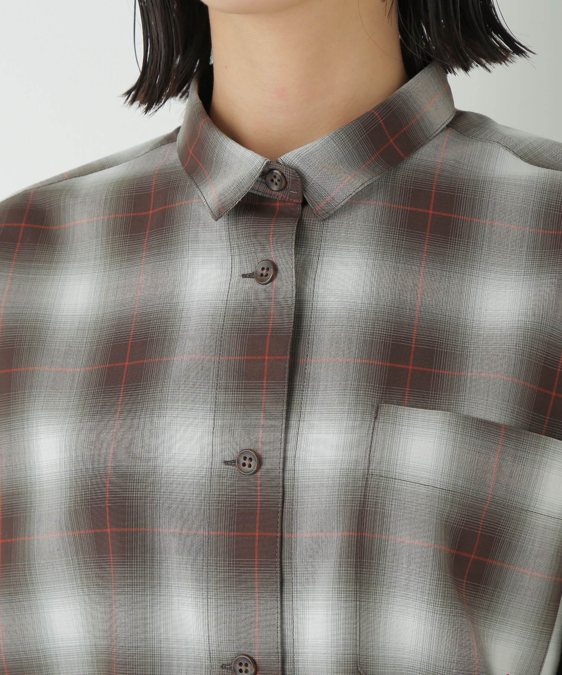  「◆オンブレーチェックオーバーシャツ」|シャツ・ブラウス|