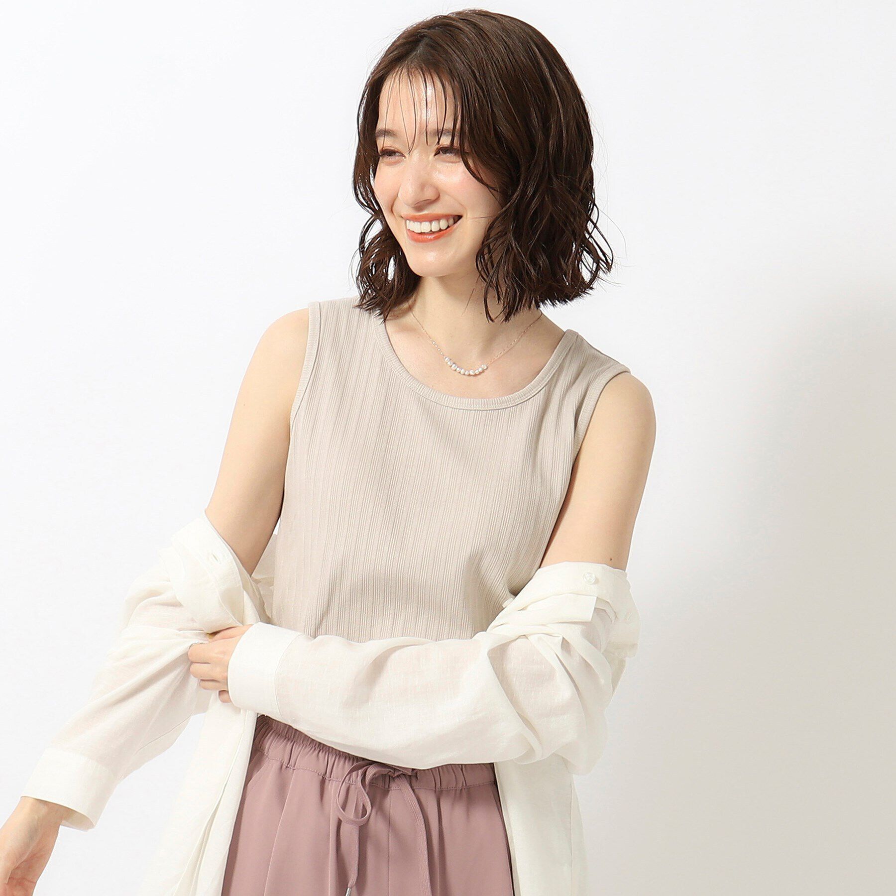 SHOO･LA･RUE「デイリー使いに ランダムテレコ タンクトップ」|キャミソール|ｸﾞﾚｰｼﾞｭ(050)