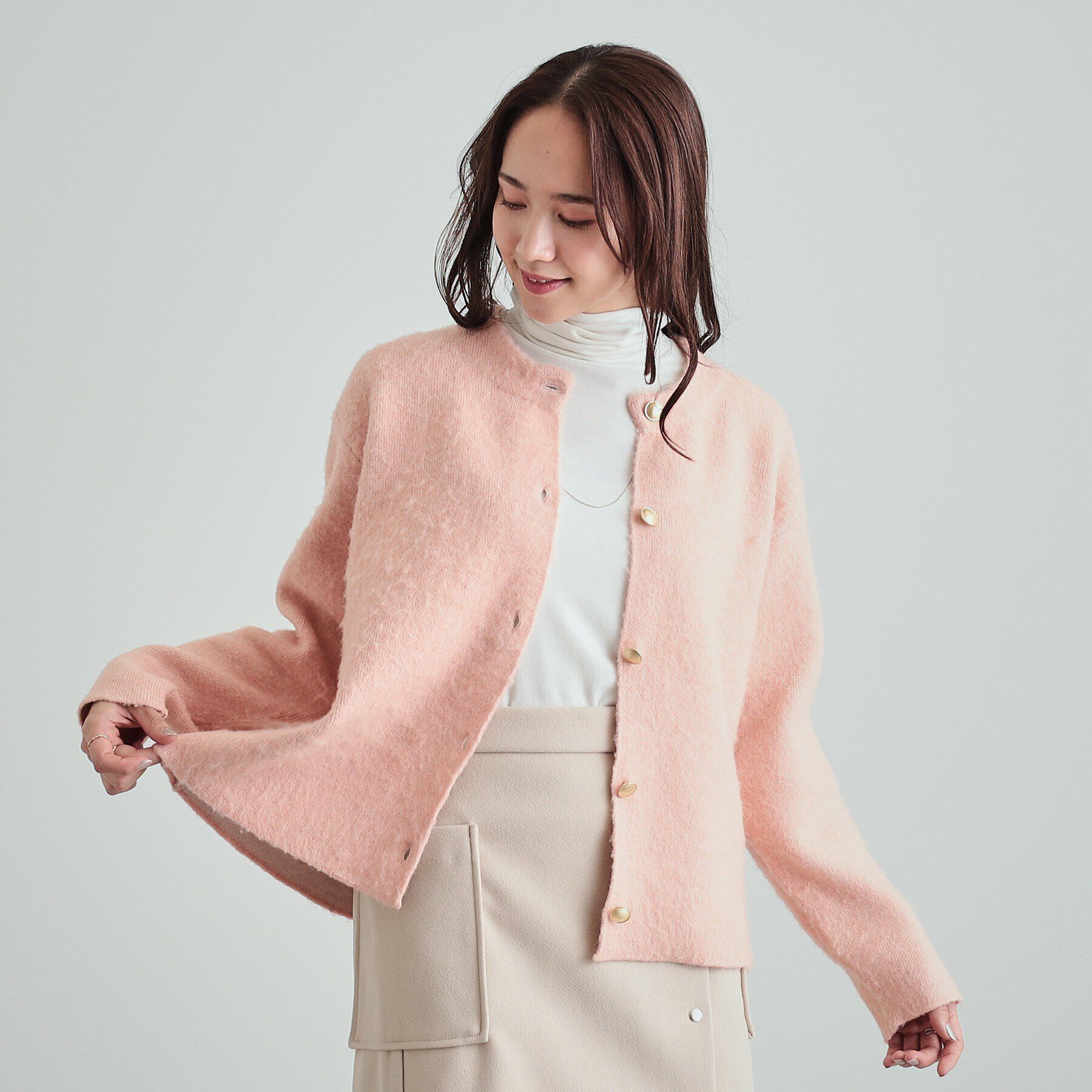 SHOO･LA･RUE「Wフェイスふわふわ起毛ニットカーディガン」|カーディガン|