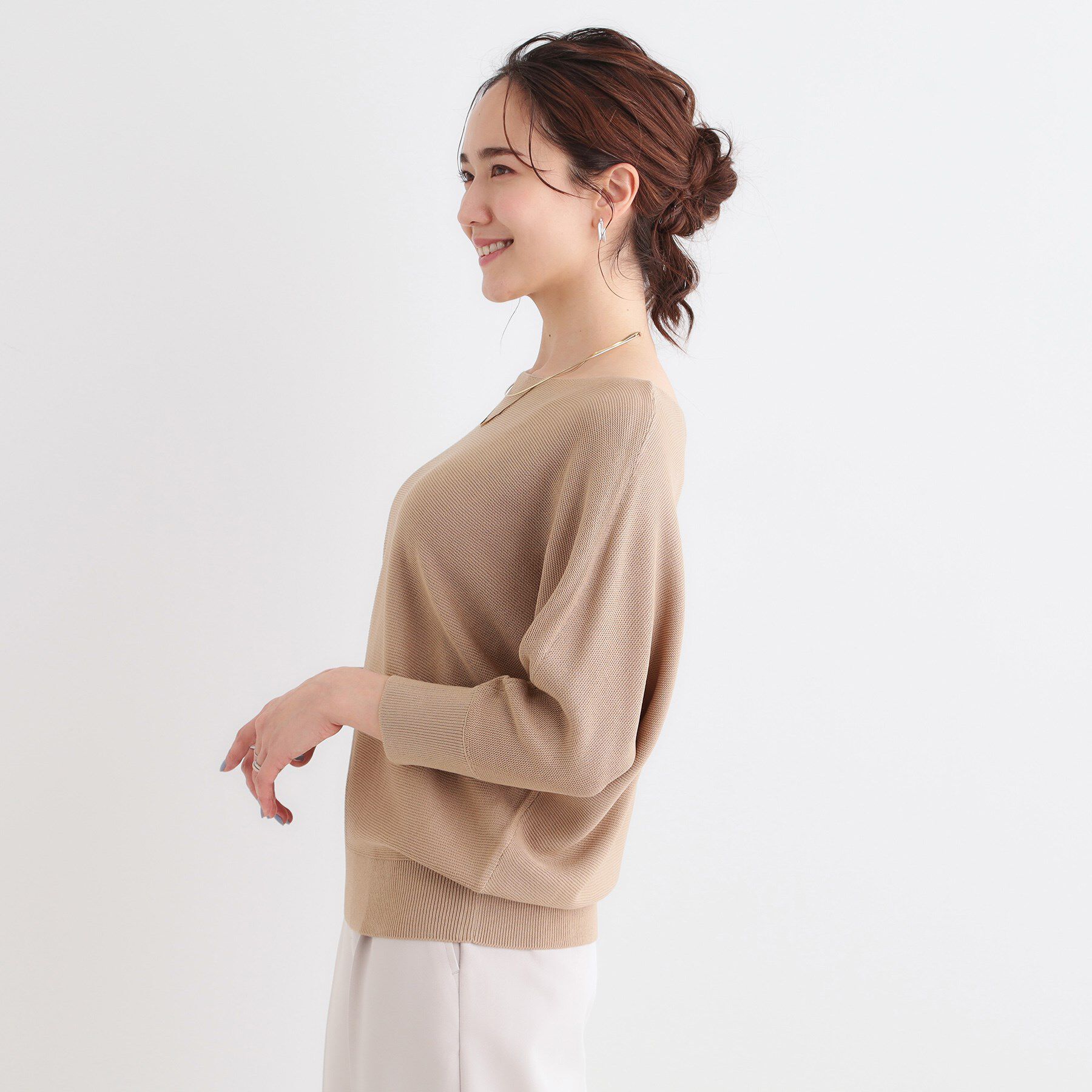 SHOO･LA･RUE「カジュアルにもきれいめにも ガーター編み 7分袖ドルマンニット」|ニット・セーター|