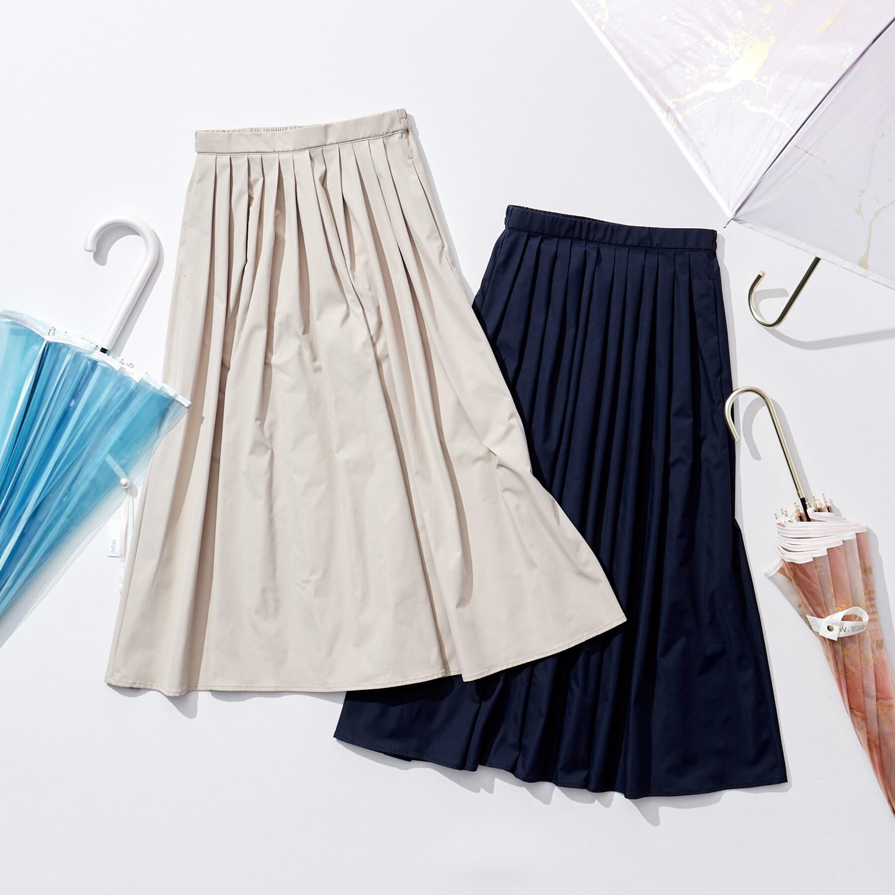 SHOO･LA･RUE「【洗える/S-LL/撥水】タックギャザー フレアスカート」|スカート|