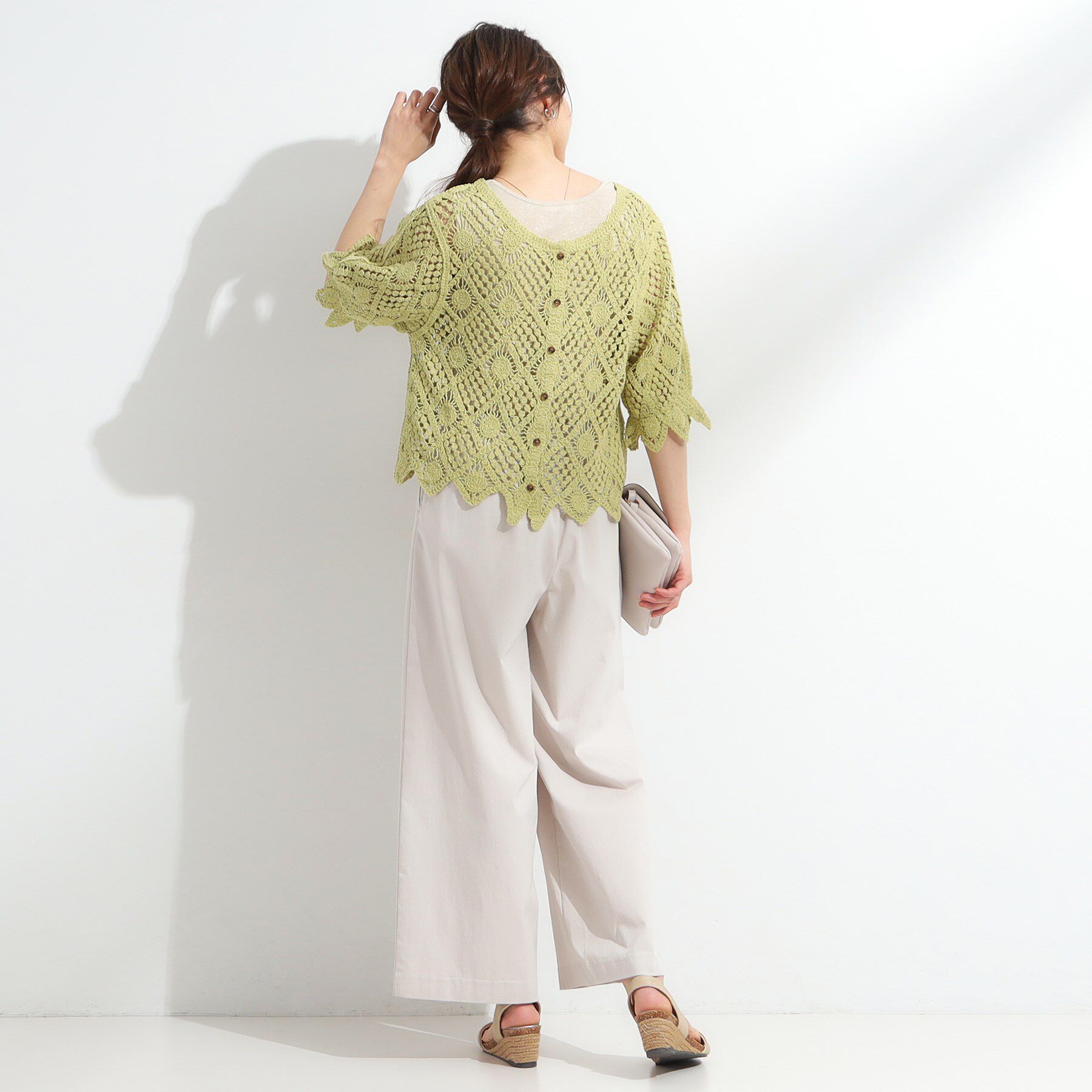 SHOO･LA･RUE「【2WAY】大人のほんのり甘いスタイルに クロシェレースカーディガン」|カーディガン|