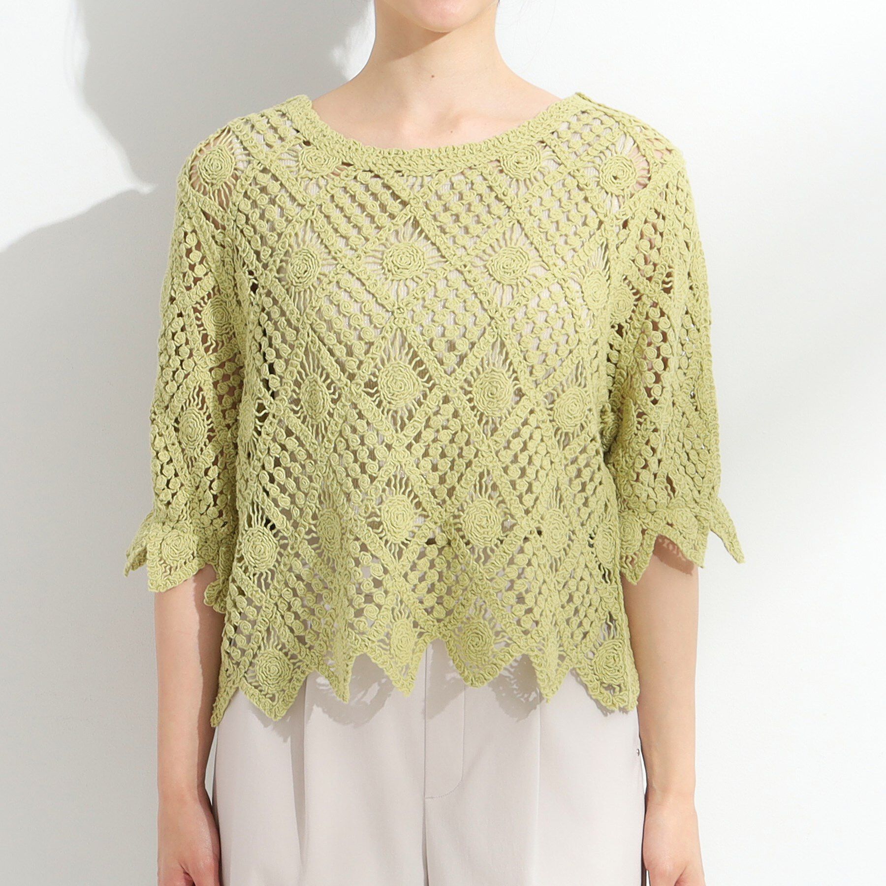 SHOO･LA･RUE「【2WAY】大人のほんのり甘いスタイルに クロシェレースカーディガン」|カーディガン|