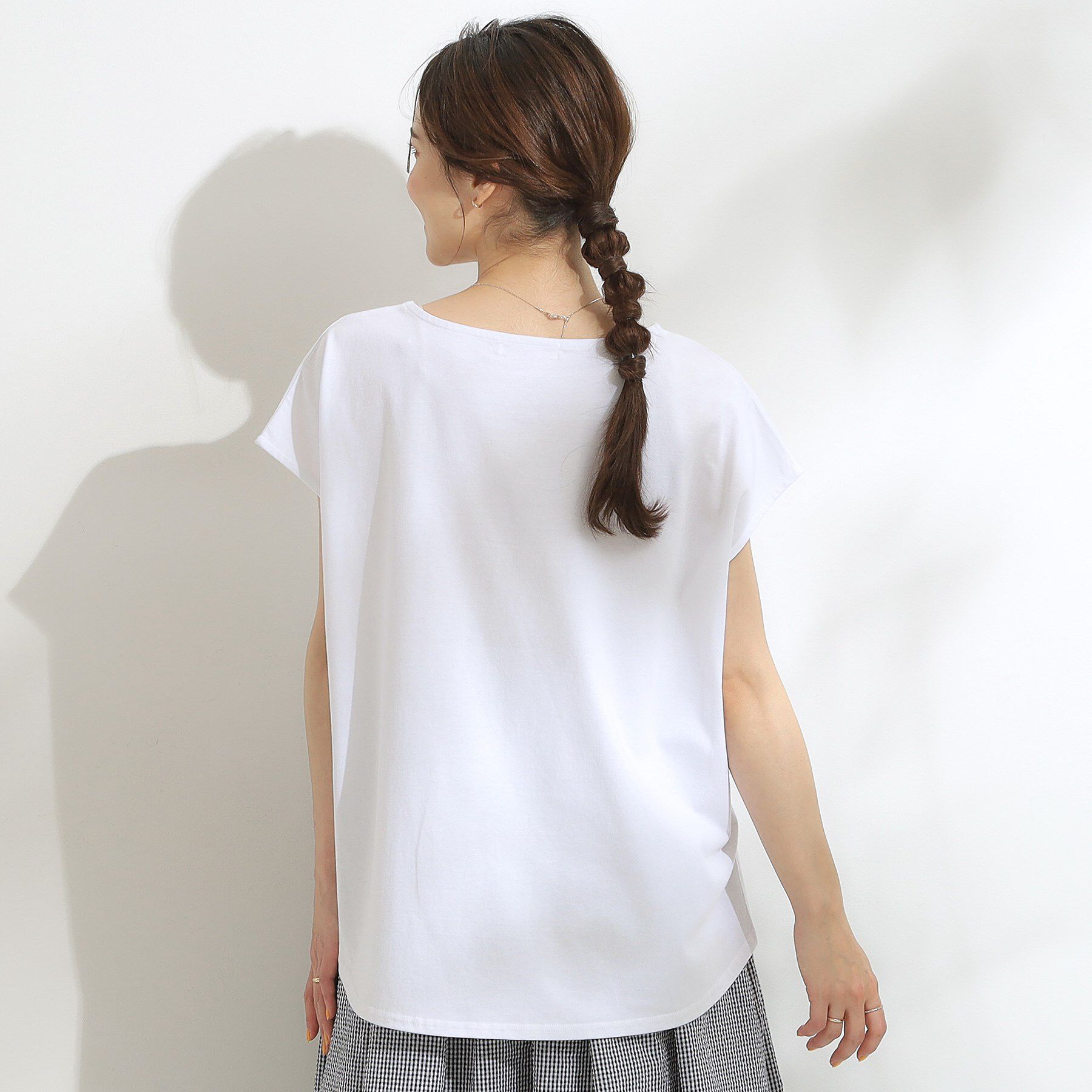 SHOO･LA･RUE「【洗える/S-LL/体型カバー】レース使いが華やか フレンチスリーブコットンTシャツ」|Tシャツ・カットソー|