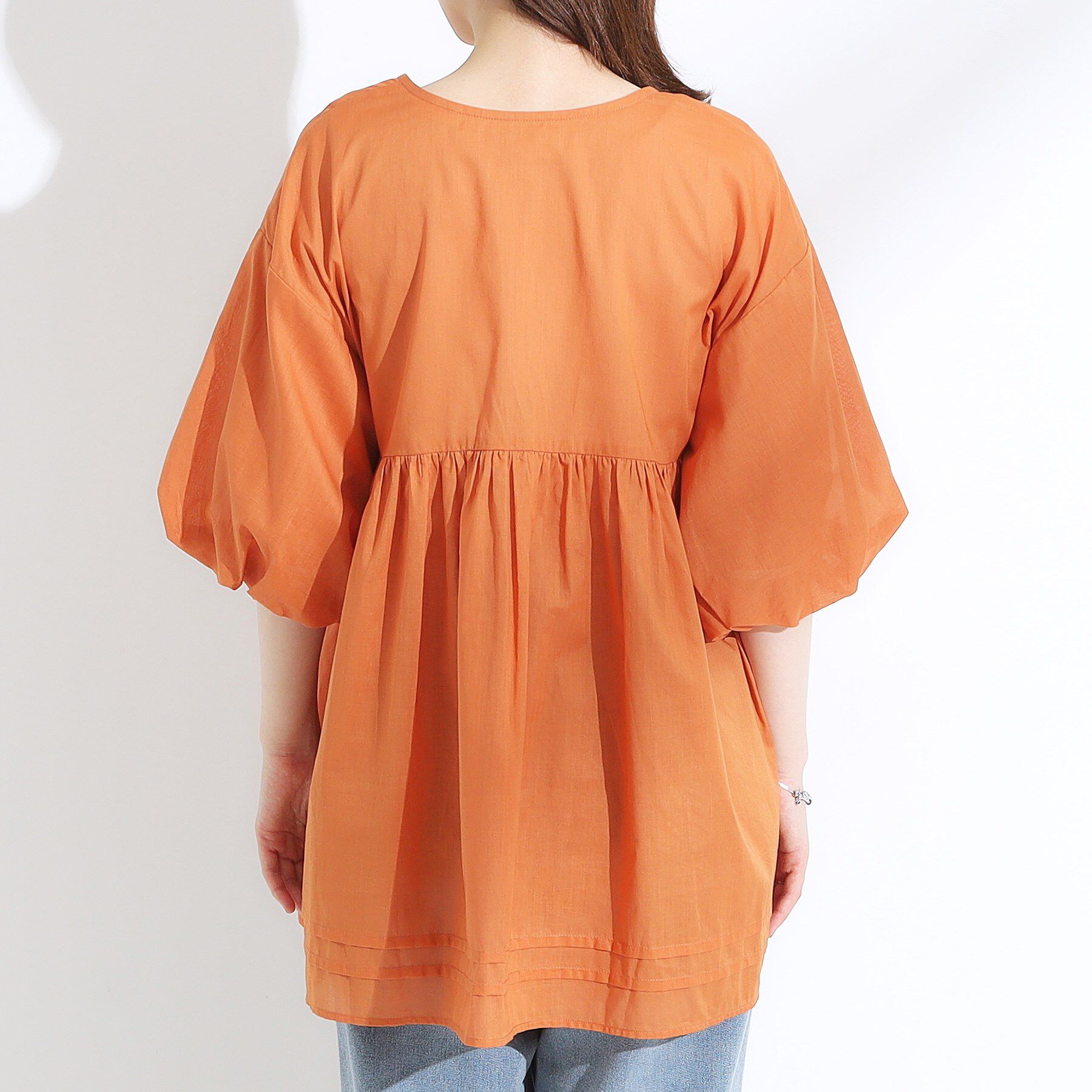 SHOO･LA･RUE「【S-LL】一枚で着映え バルーンスリーブブラウス」|シャツ・ブラウス|