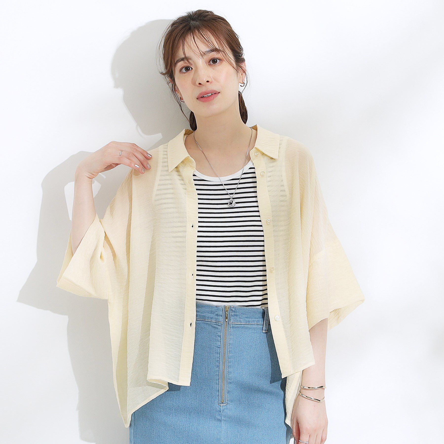 SHOO･LA･RUE「ゆるっと感がこなれ見え ワッシャーシアー半袖シャツ」|シャツ・ブラウス|