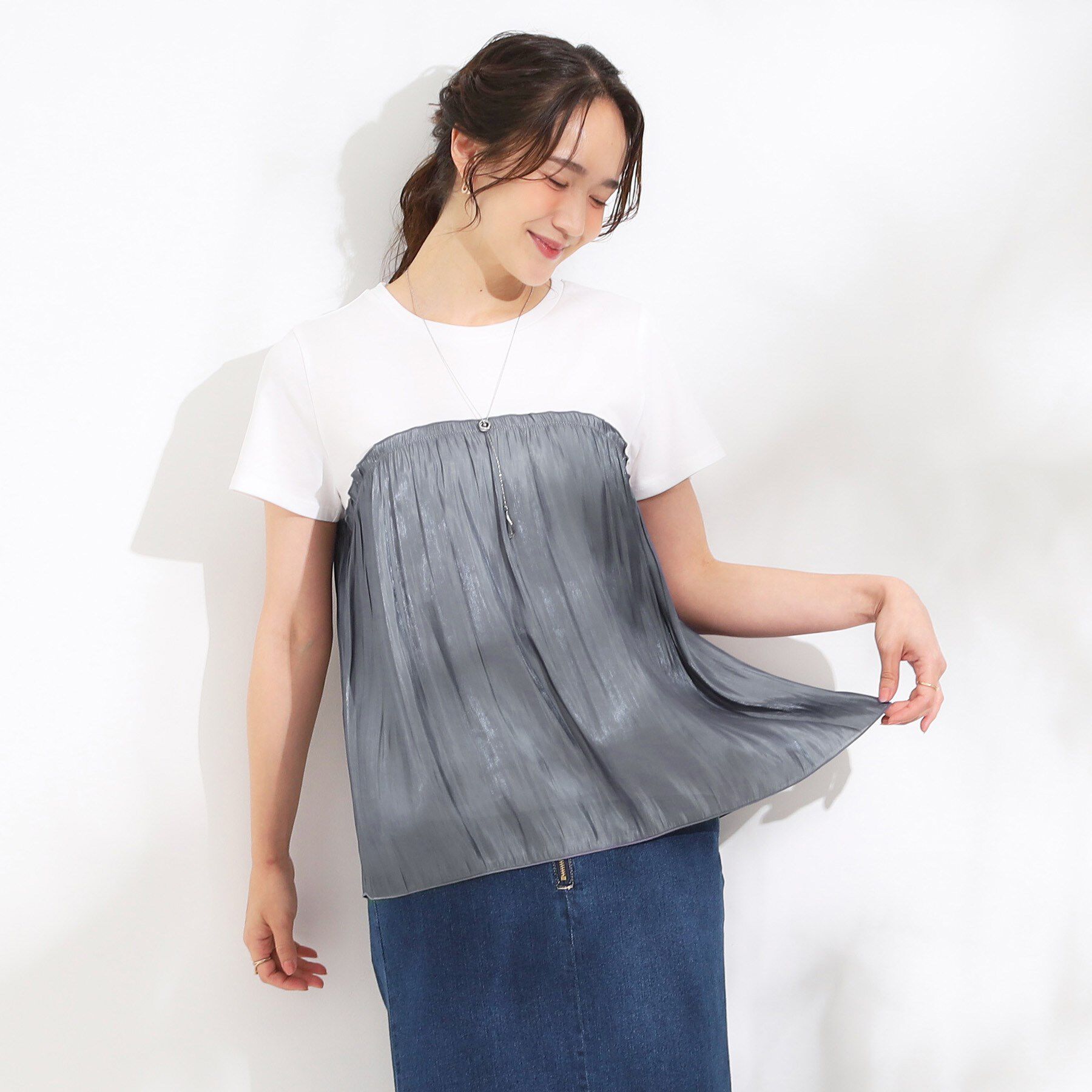 SHOO･LA･RUE「【S-LL/ひんやり】インせず決まる ビスチェ風ドッキングトップス」|Tシャツ・カットソー|