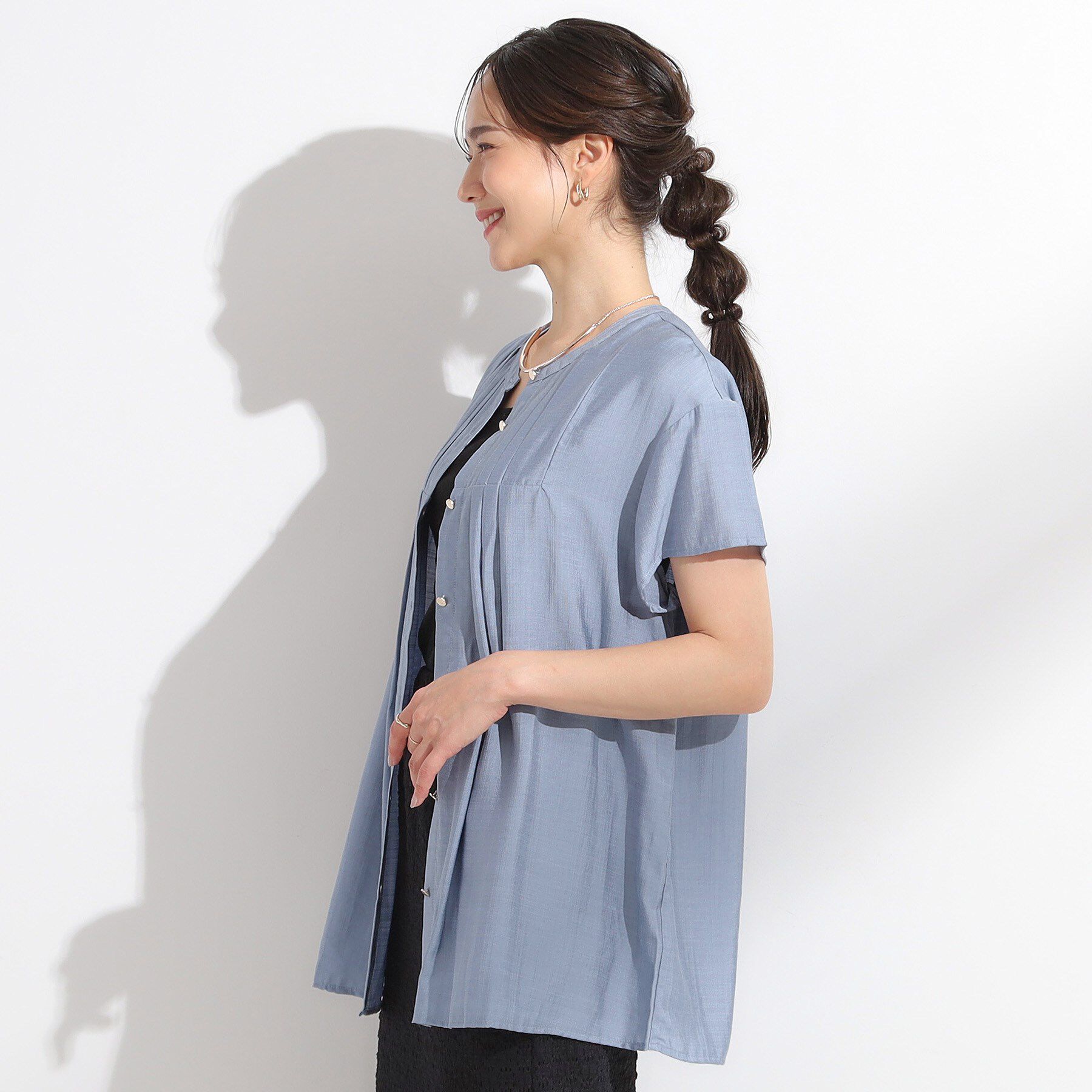 SHOO･LA･RUE「【S-LL/ひんやり】インせず決まる タックプリーツシャツ」|シャツ・ブラウス|