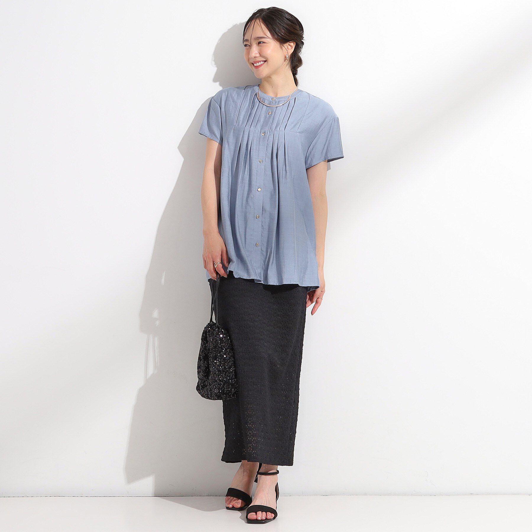 SHOO･LA･RUE「【S-LL/ひんやり】インせず決まる タックプリーツシャツ」|シャツ・ブラウス|