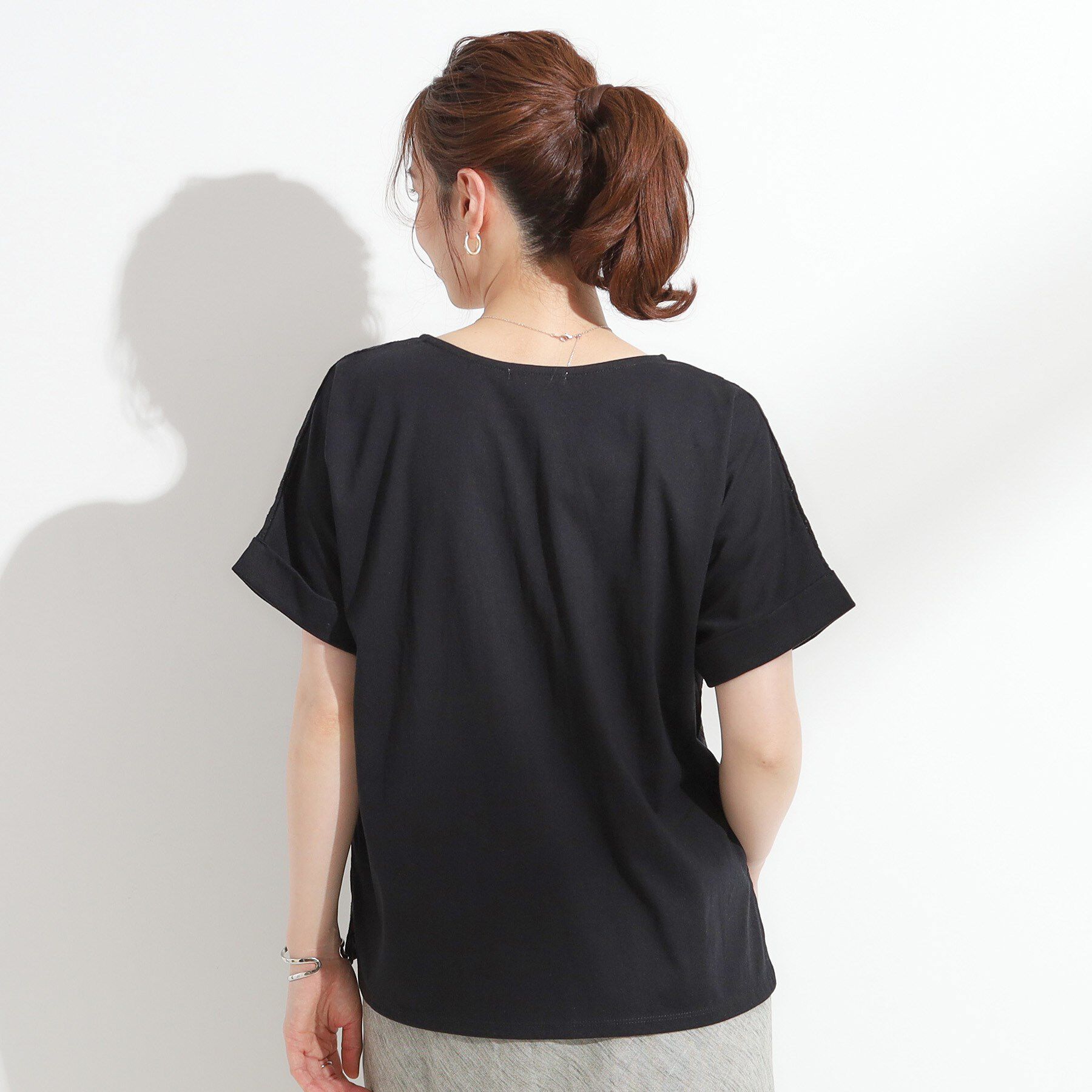 SHOO･LA･RUE「【S-LL】大人の上品な甘さ 刺繍レース切り替えトップス」|Tシャツ・カットソー|