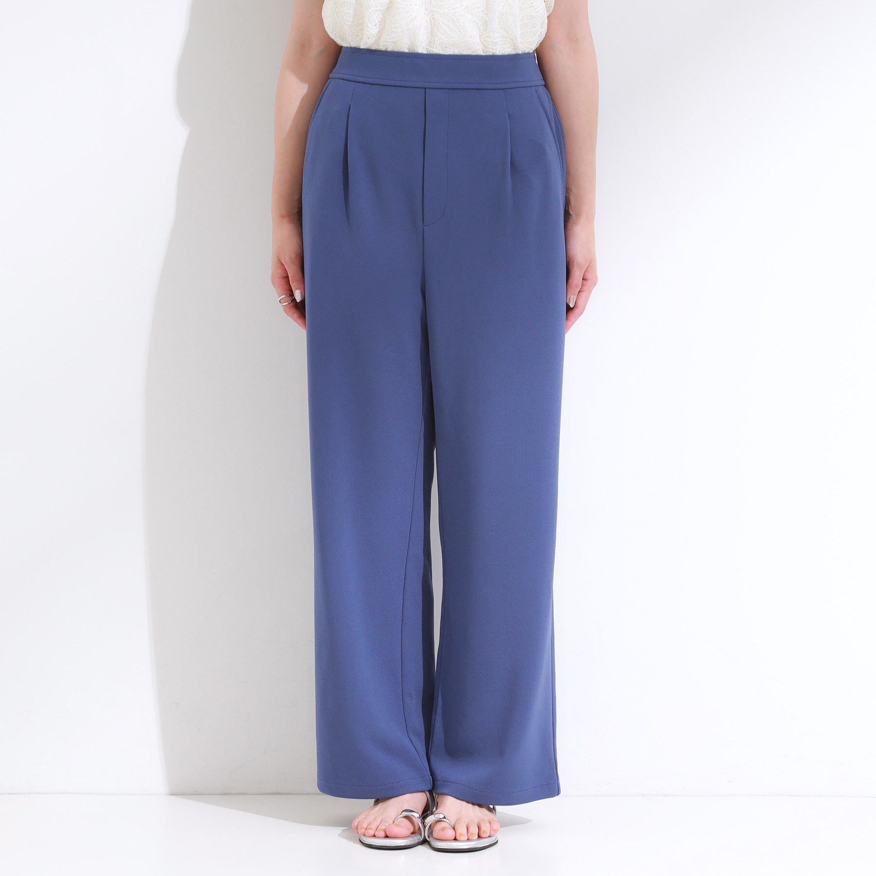 SHOO･LA･RUE「【S-LL/ストレッチ】脚のラインを拾いにくい スマートワイドパンツ」|その他|