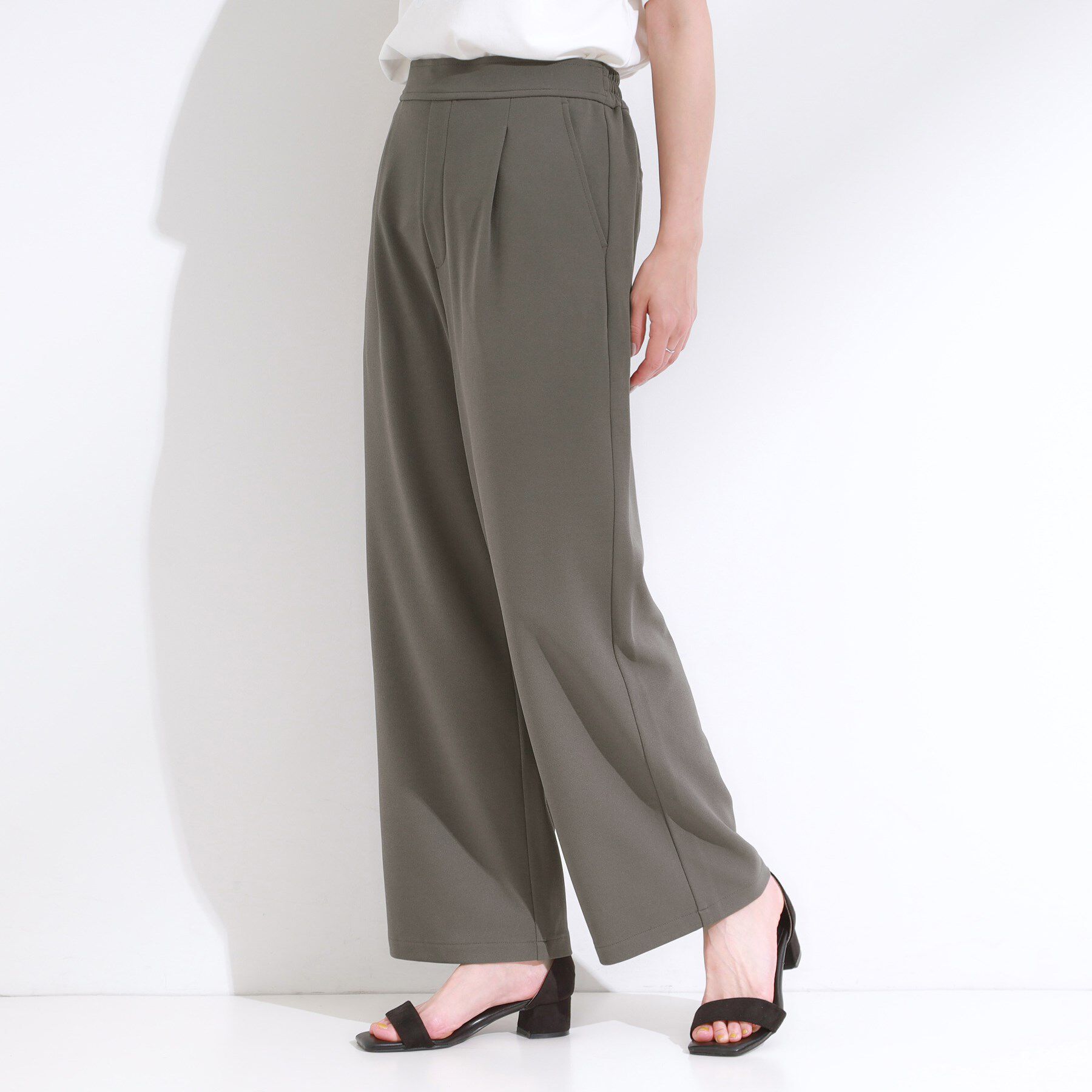 SHOO･LA･RUE「【S-LL/ストレッチ】脚のラインを拾いにくい スマートワイドパンツ」|その他|