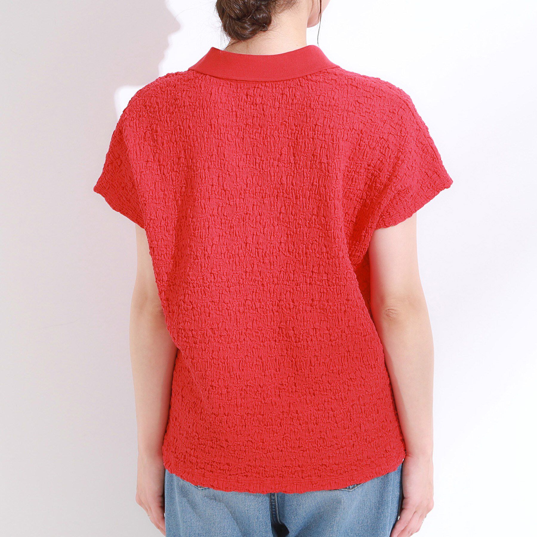 SHOO･LA･RUE「【S-LL】一枚で着映え フレンチスリーブ ポロスキッパートップス」|Tシャツ・カットソー|