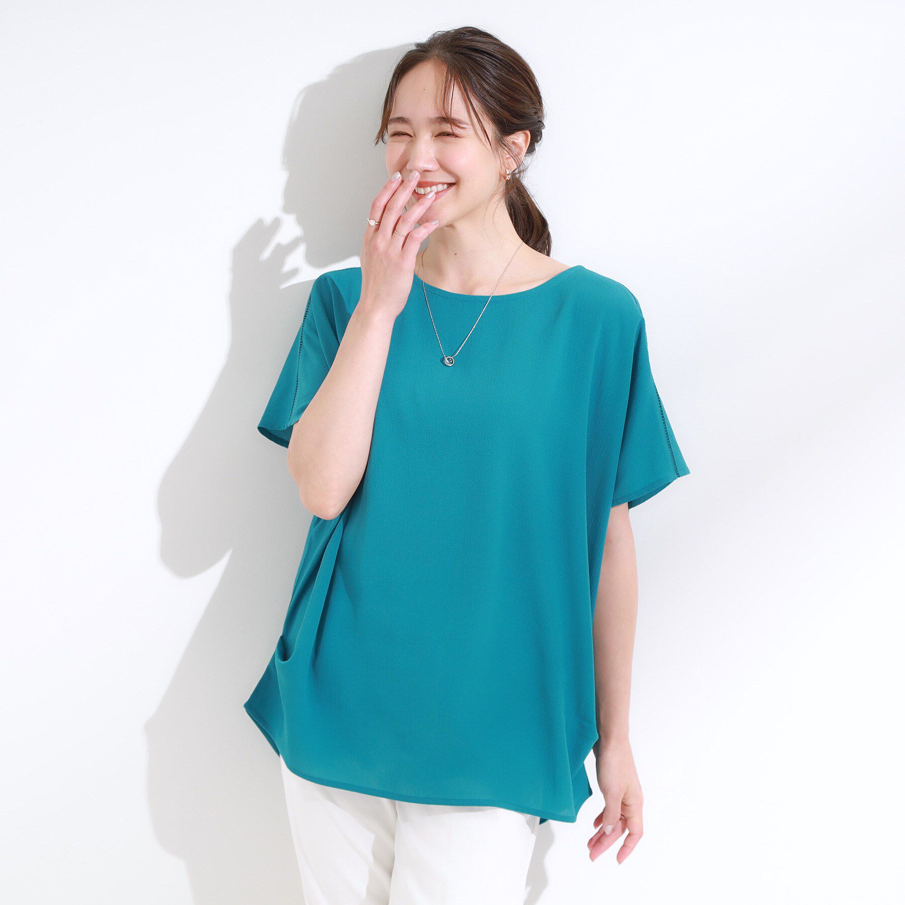 SHOO･LA･RUE「【S-LL/ひんやり/洗濯後しわになりにくい】インせず決まる はしごレースドルマンブラウス」|シャツ・ブラウス|