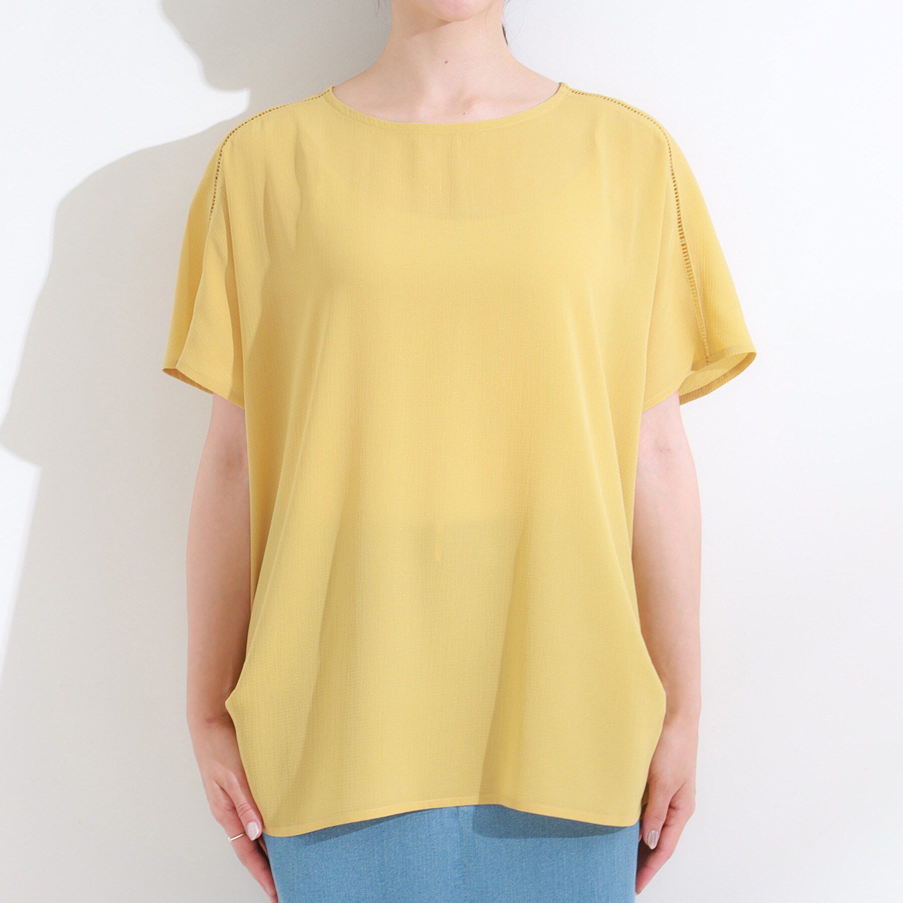 SHOO･LA･RUE「【S-LL/ひんやり/洗濯後しわになりにくい】インせず決まる はしごレースドルマンブラウス」|シャツ・ブラウス|