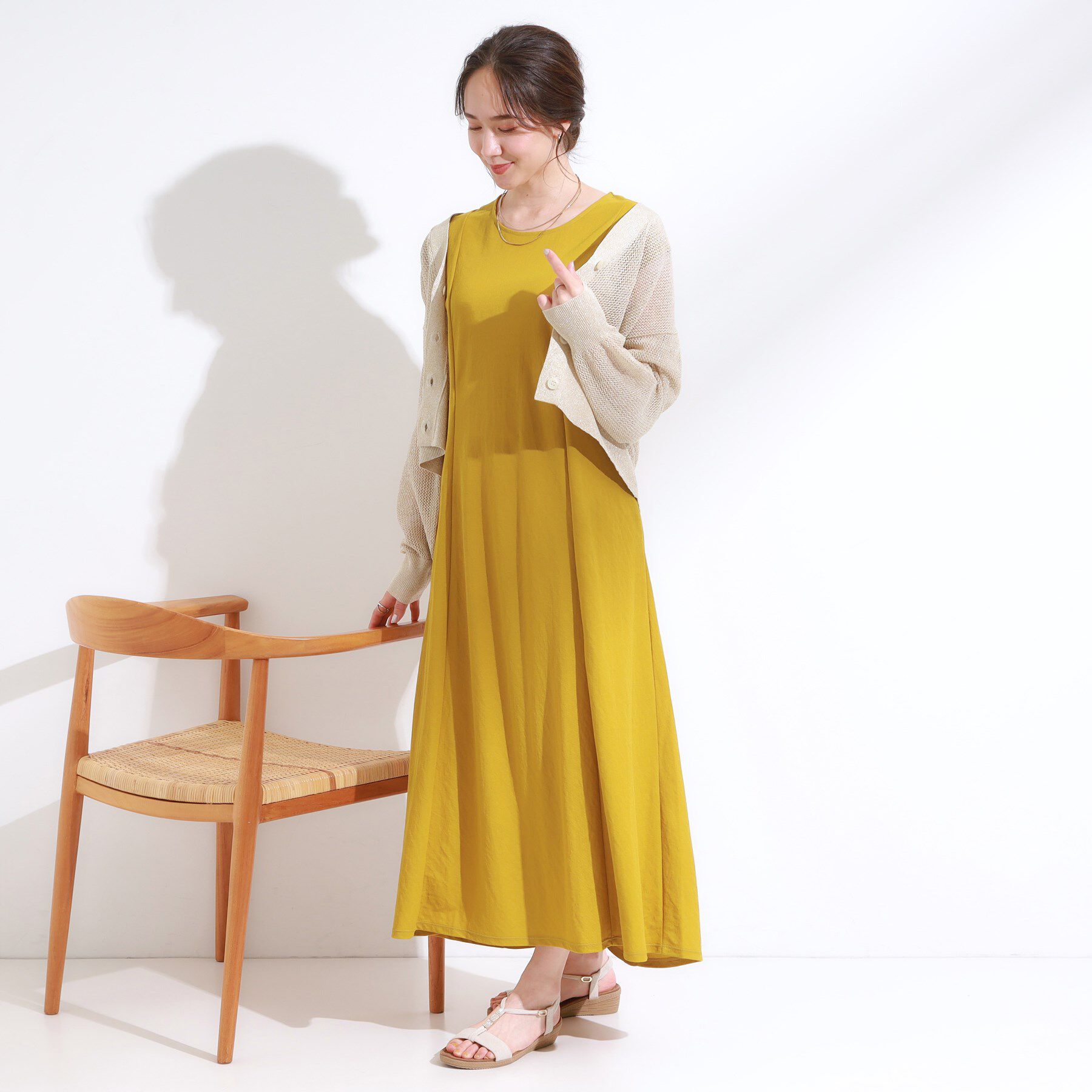 SHOO･LA･RUE「【S-LL/ひんやり】切替ラインですっきりと 1枚で着られるロングワンピース」|ワンピース|