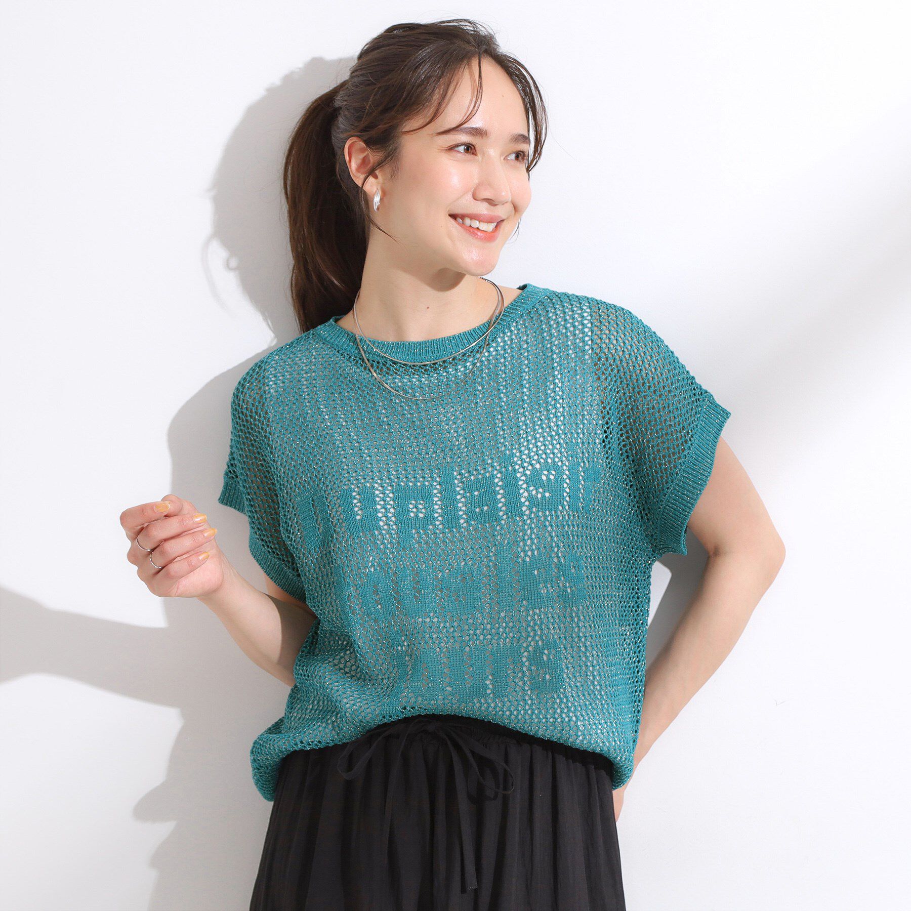 SHOO･LA･RUE「【2点セット/S-LL】ラメメッシュロゴニットセット」|その他|