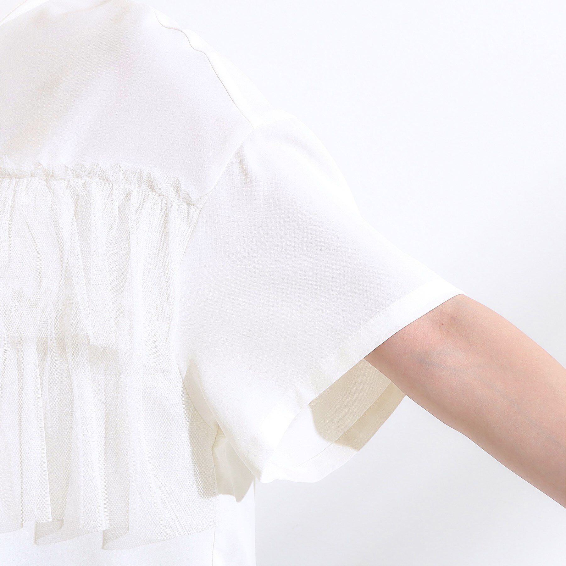 SHOO･LA･RUE「【S-LL】一枚でサマ見え チュールドッキングシャツ」|シャツ・ブラウス|