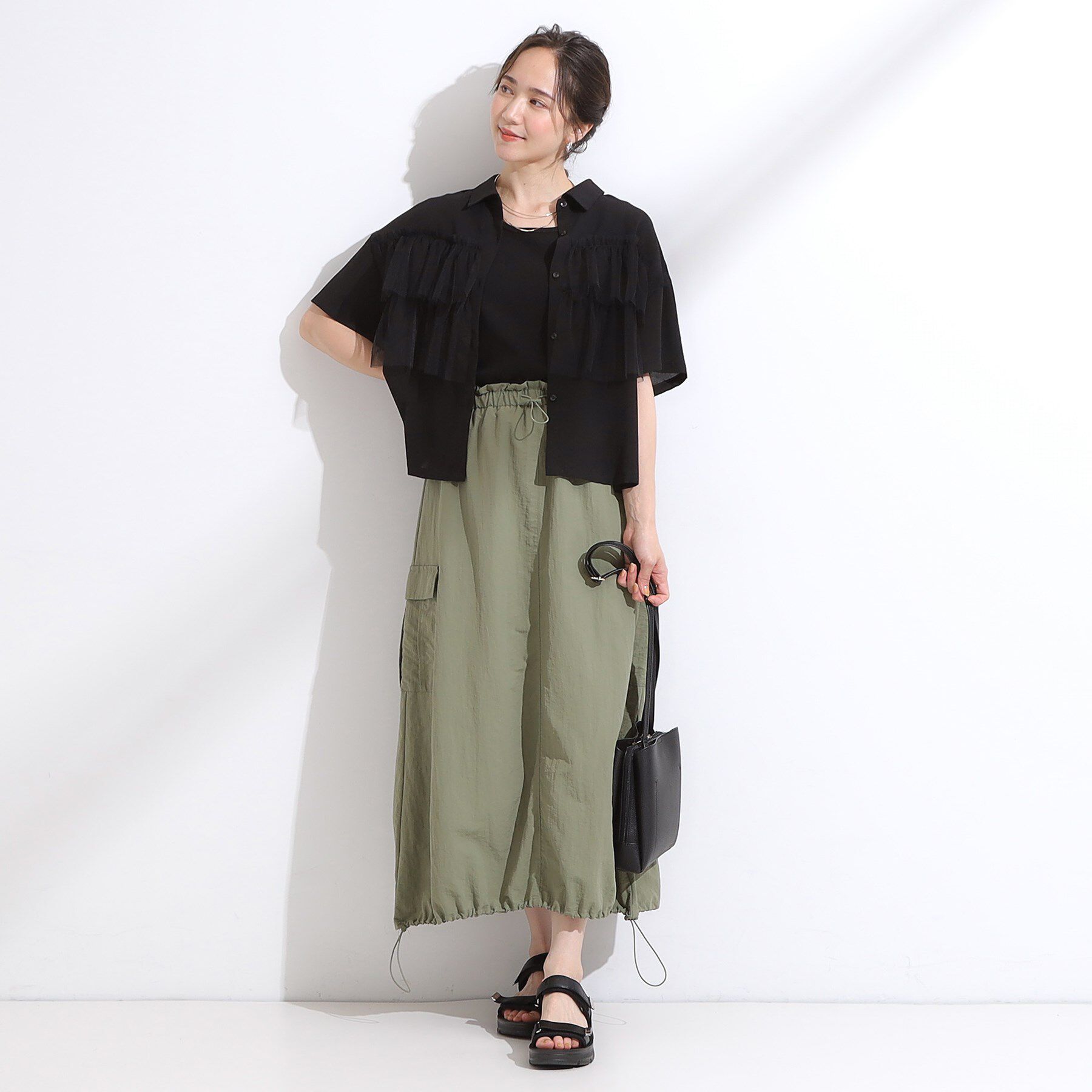 SHOO･LA･RUE「【S-LL】一枚でサマ見え チュールドッキングシャツ」|シャツ・ブラウス|