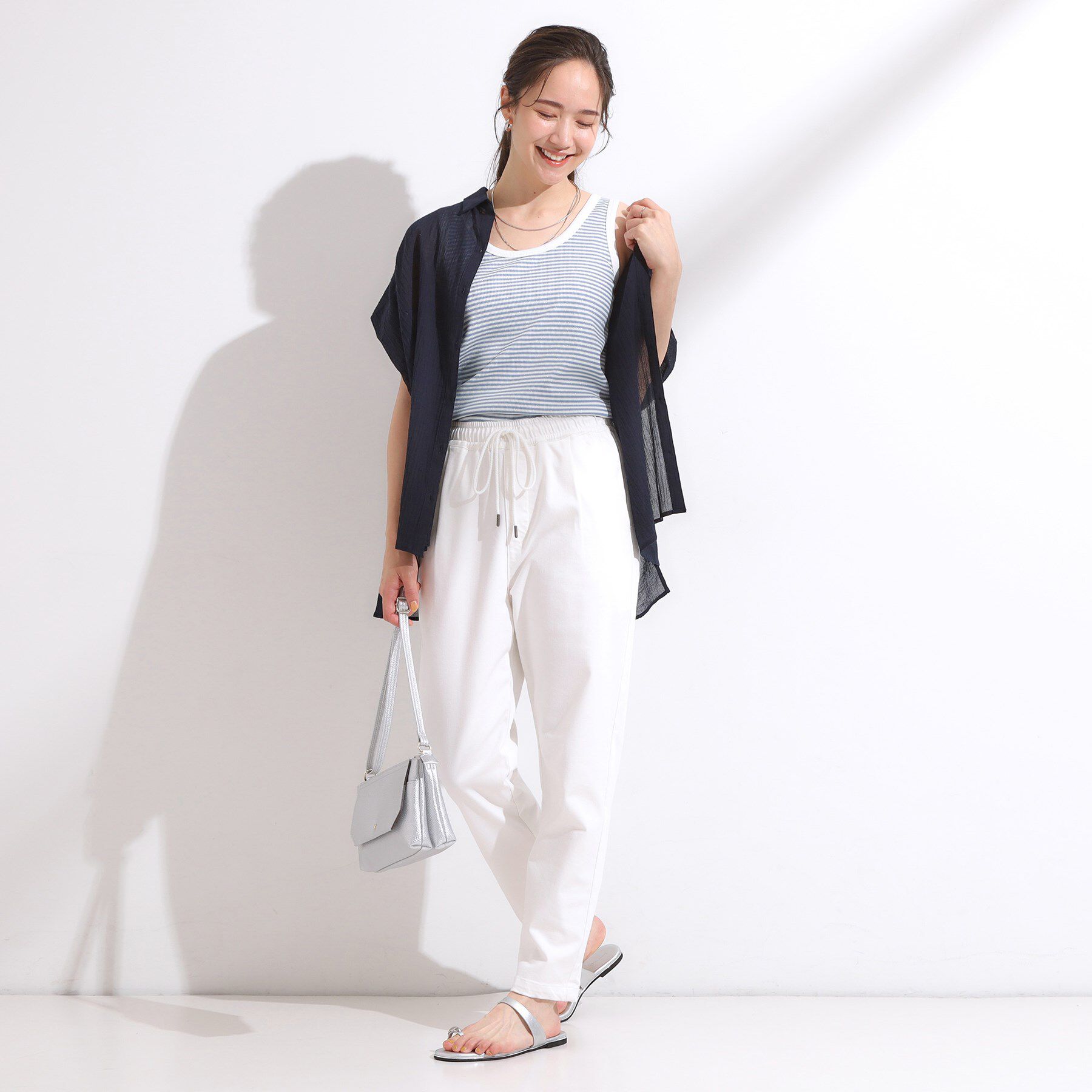 SHOO･LA･RUE「【洗える/S-LL】首元きれい テレコリブタンクトップ」|キャミソール|