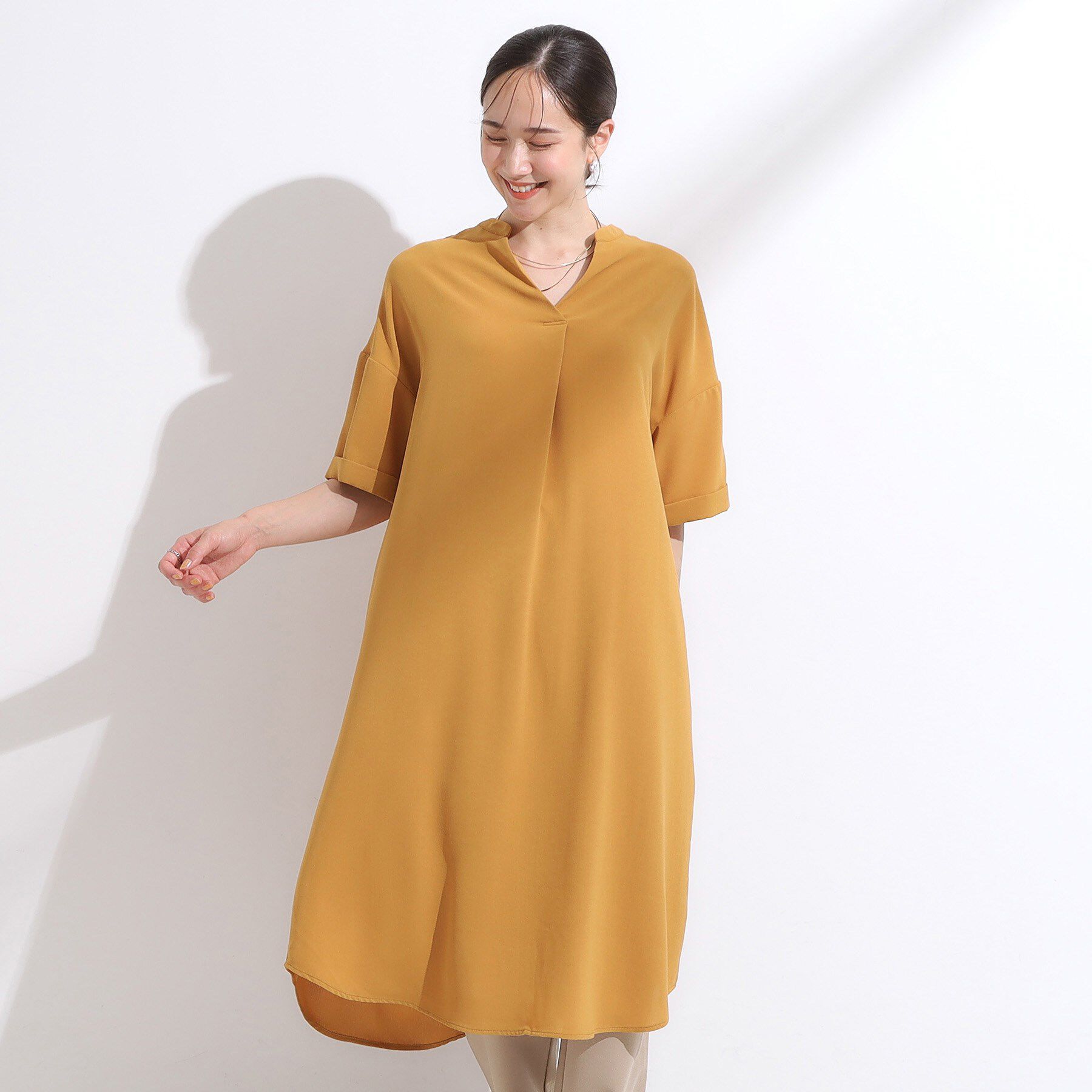 SHOO･LA･RUE「【洗える/S-LL/洗濯後しわになりにくい】バックレースアップチュニック」|チュニック|