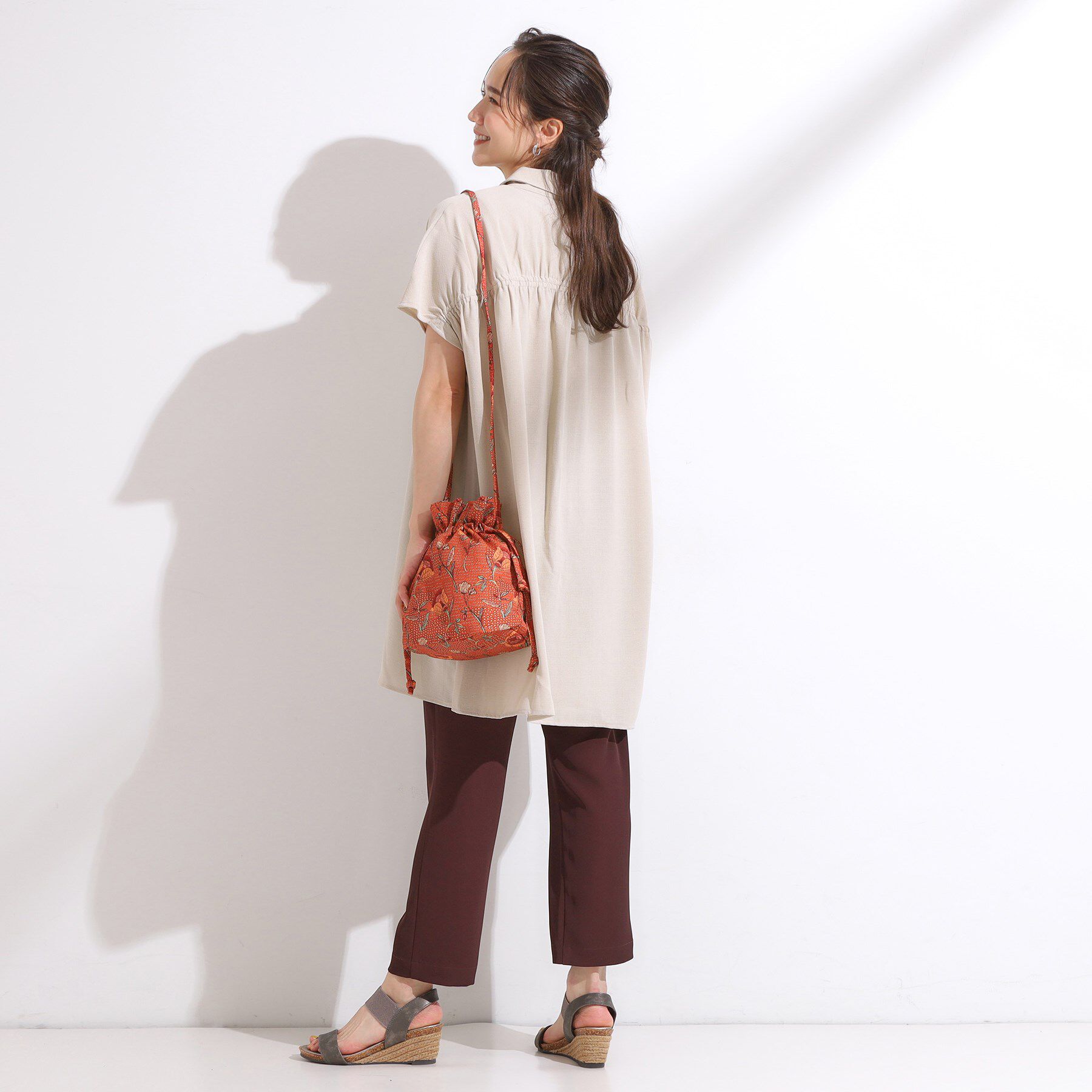 SHOO･LA･RUE「ころんとしたフォルムが魅力 ラタプリント 巾着ショルダーバッグ」|ショルダー・メッセンジャー|