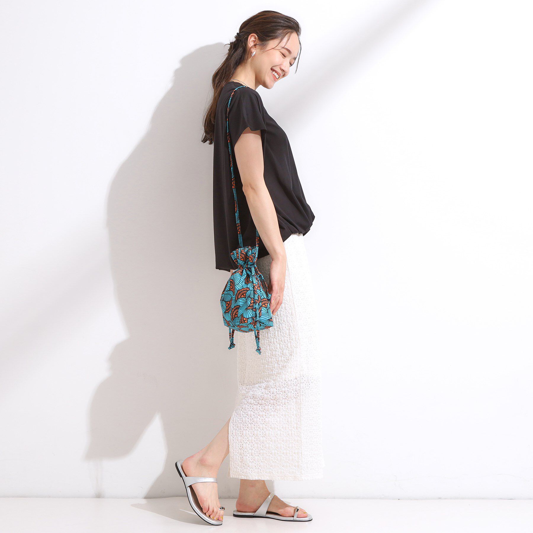 SHOO･LA･RUE「ころんとしたフォルムが魅力 ラタプリント 巾着ショルダーバッグ」|ショルダー・メッセンジャー|