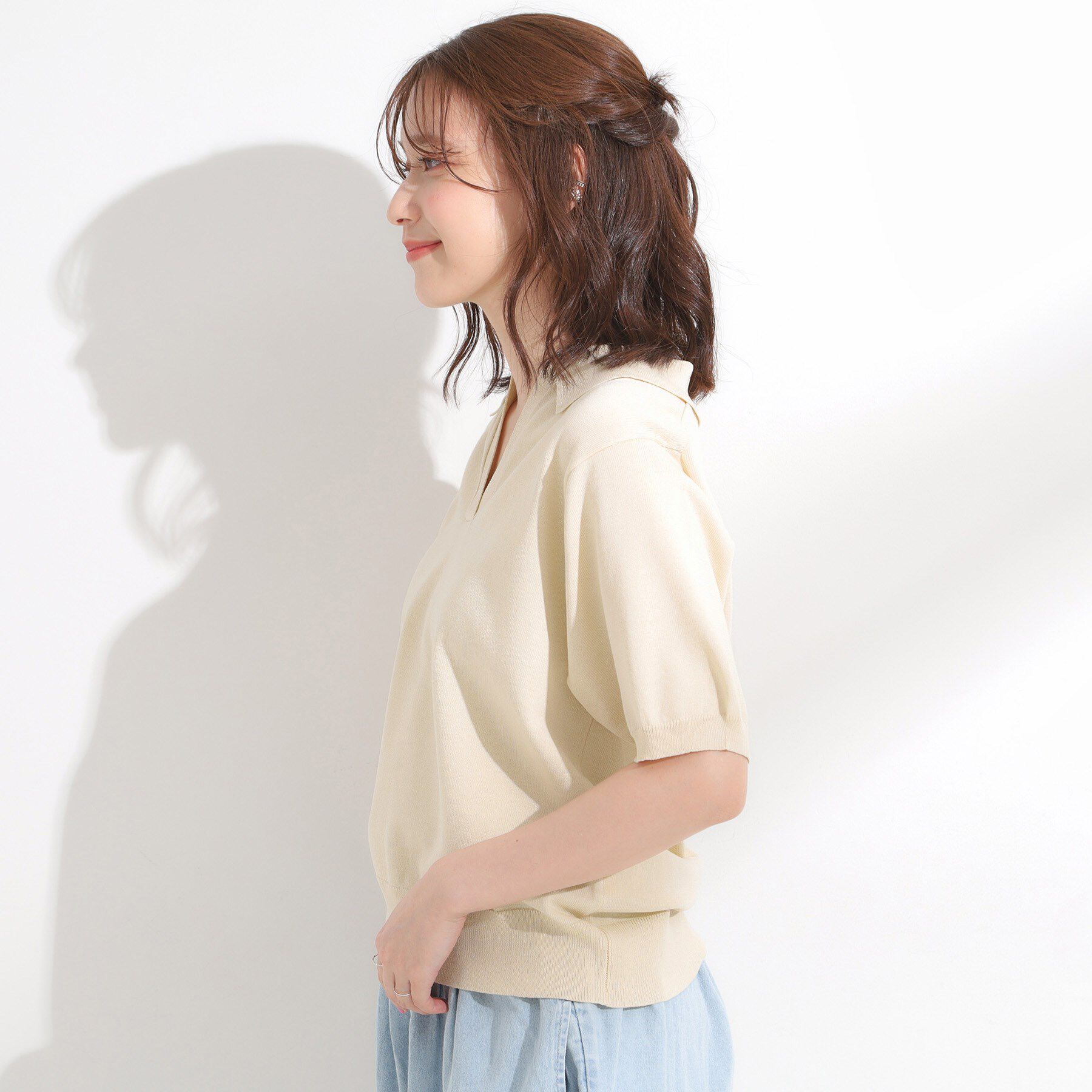 SHOO･LA･RUE「【S-LL/洗える】大人の抜け感 スキッパーニット」|ニット・セーター|