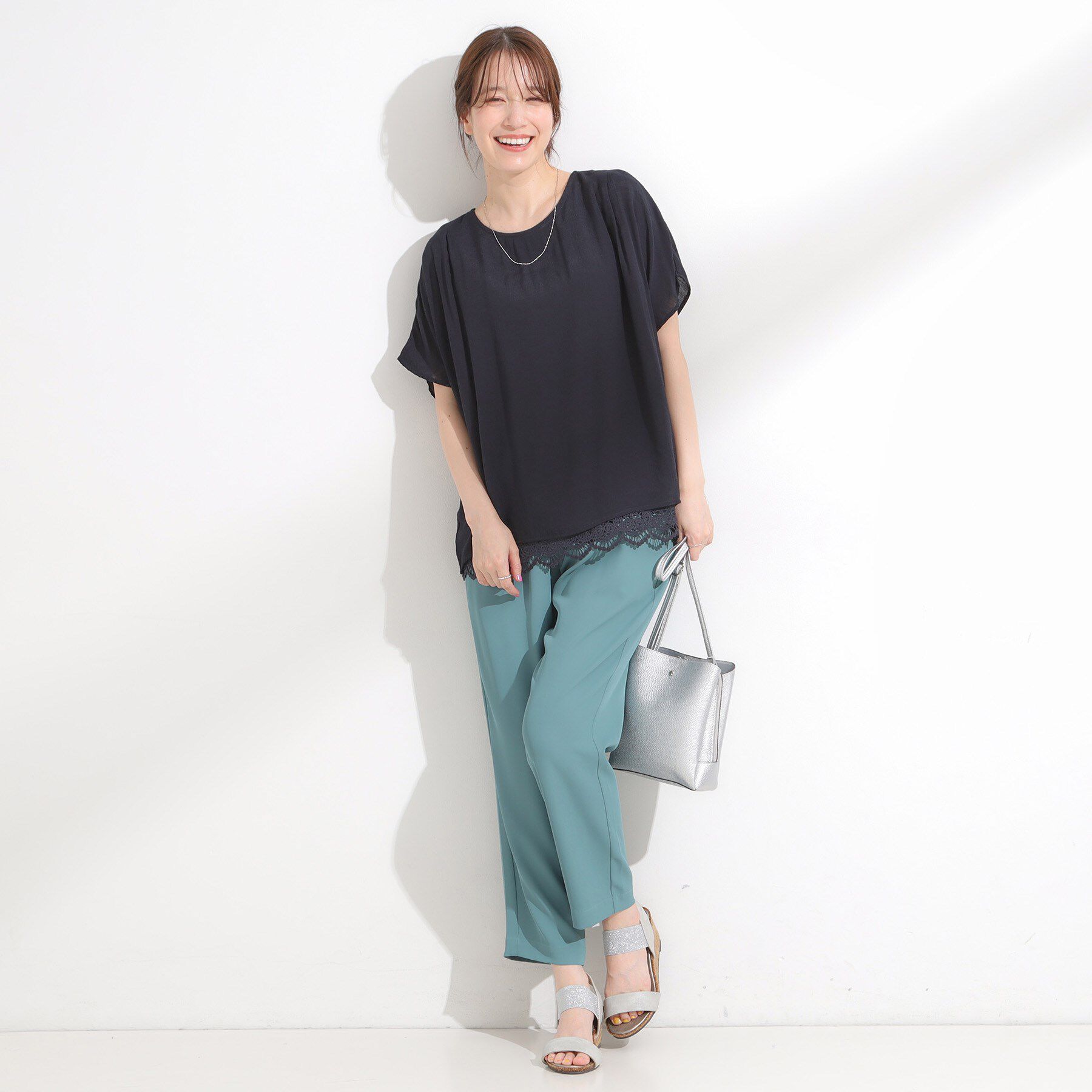 SHOO･LA･RUE「【S-LL】１枚でコーデが決まる スラブドッキングトップス」|Tシャツ・カットソー|